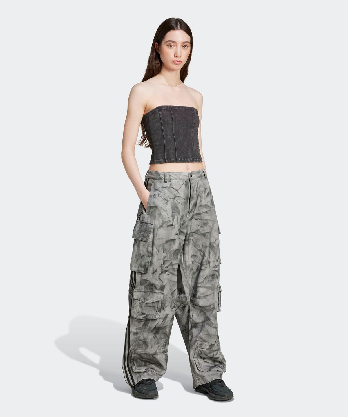 아디다스(ADIDAS) 워시드 아웃 코르셋 탑 - 블랙 / IW5570