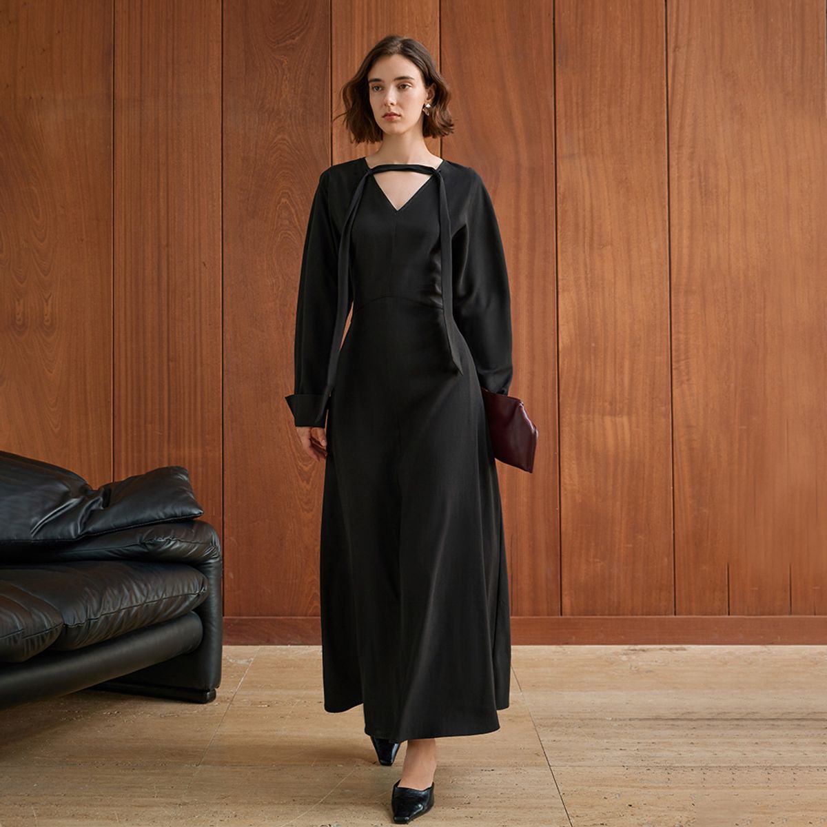 와이와이아이엠(YYIAM) YY_Elegant V-neck tie dress