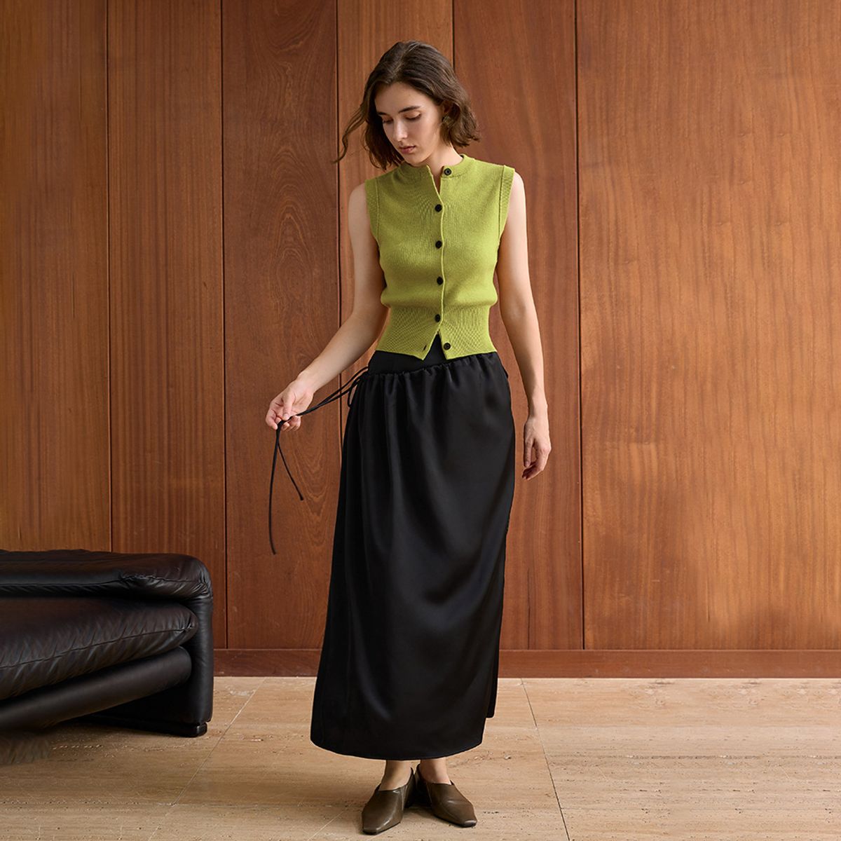 와이와이아이엠(YYIAM) YY_Waist string long skirt_2color