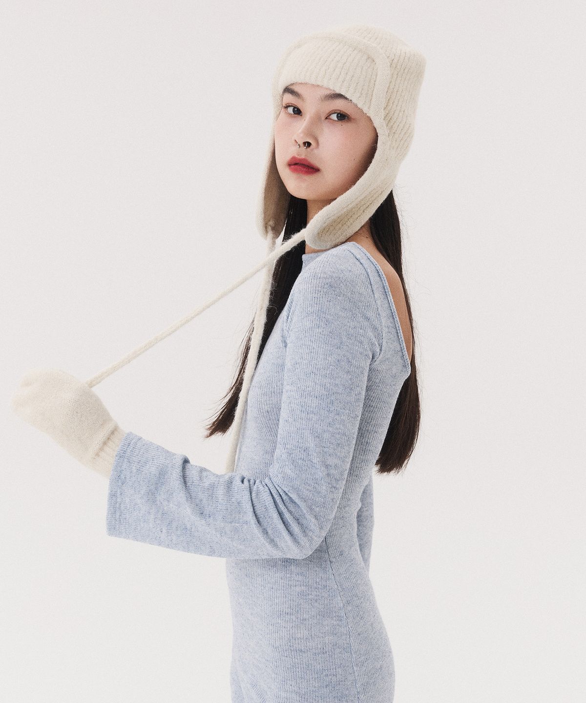 꾸아페(QUAFE) PUPPY EARMUFF BEANIE_ivory