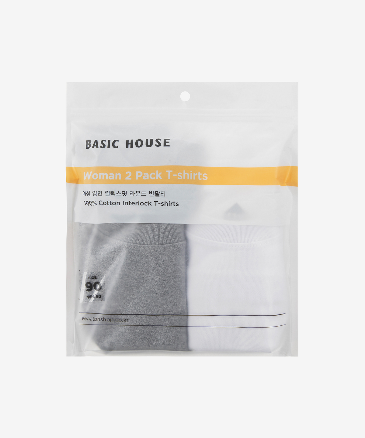 베이직하우스(BASIC HOUSE) [2PACK] 여성 프리미엄 양면 40수 오버핏  반팔티셔츠 2팩 (3color)
