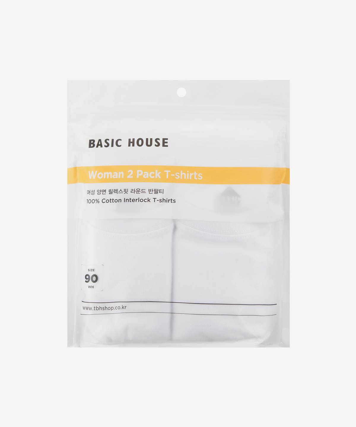 베이직하우스(BASIC HOUSE) [2PACK] 여성 프리미엄 양면 40수 오버핏  반팔티셔츠 2팩 (3color)