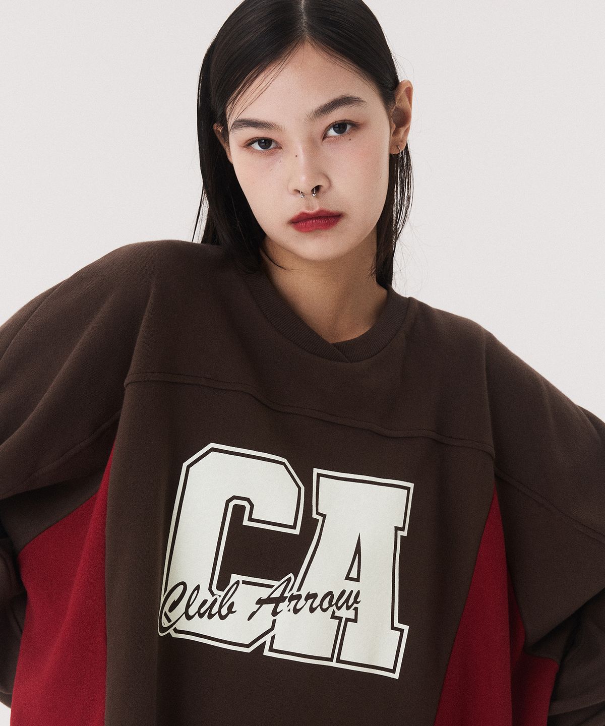 꾸아페(QUAFE) PRINTED COLORBLOCK MTM ONEPIECE_brown/red