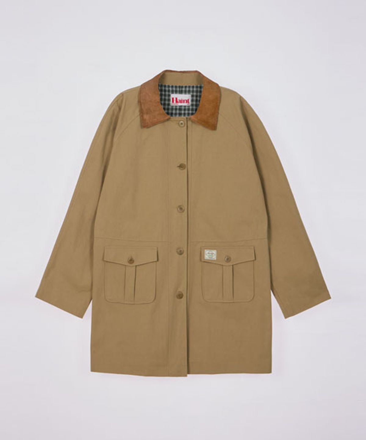 헤인트(HAINT) EMMA CHECK HALF TRENCH COAT_2COLORS_BEIGE