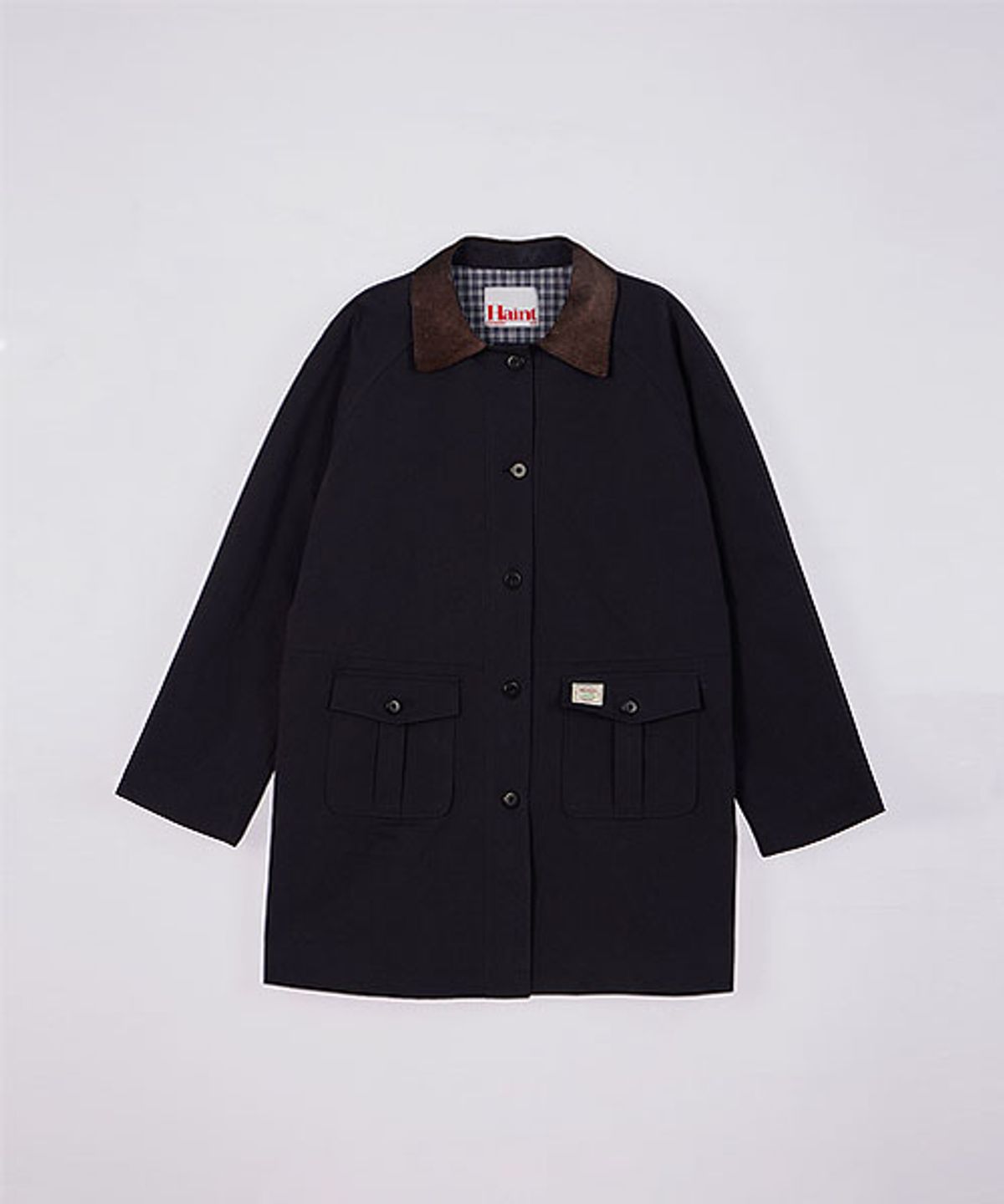 헤인트(HAINT) EMMA CHECK HALF TRENCH COAT_2COLORS_NAVY
