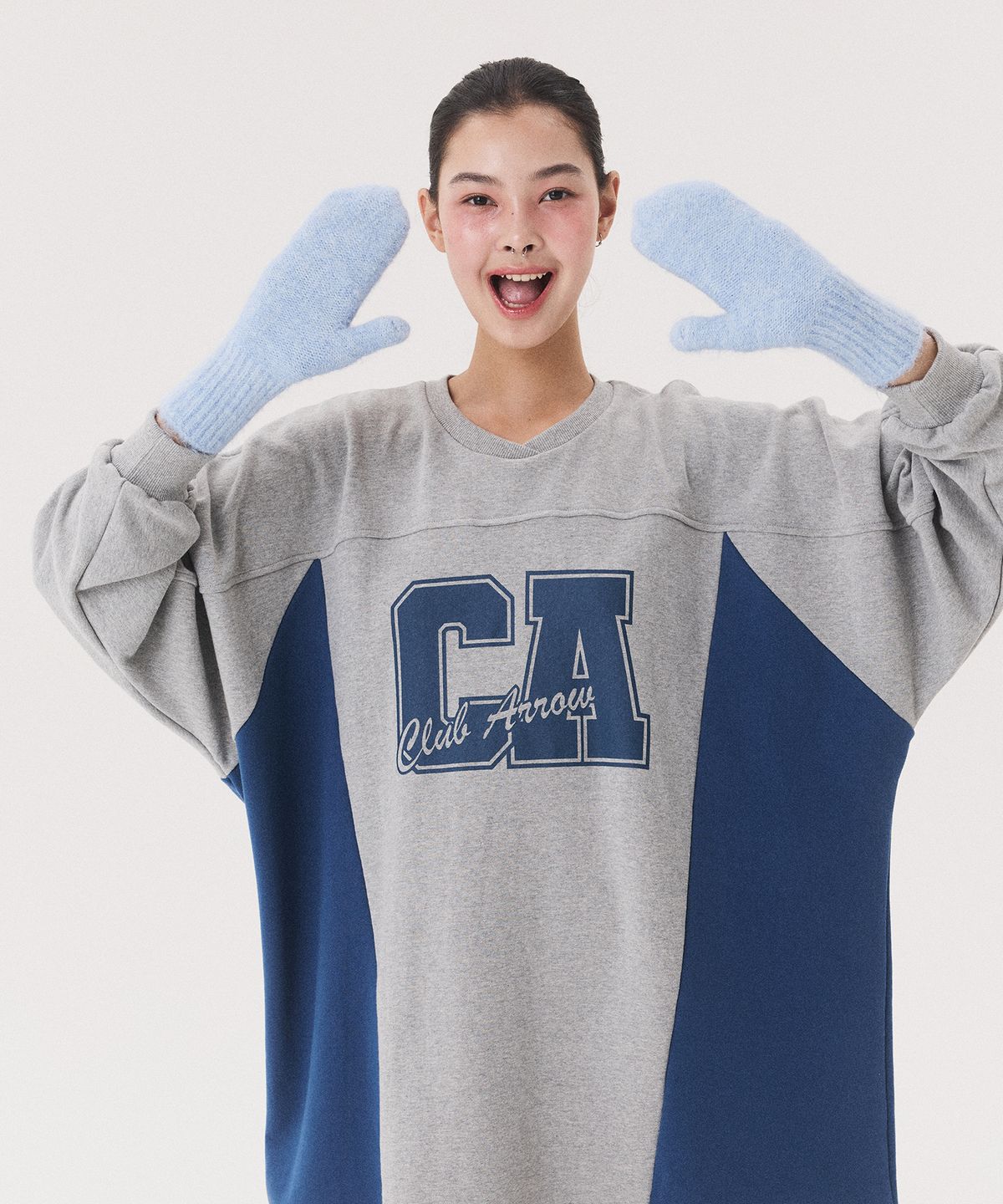 꾸아페(QUAFE) PRINTED COLORBLOCK MTM ONEPIECE_melange/blue