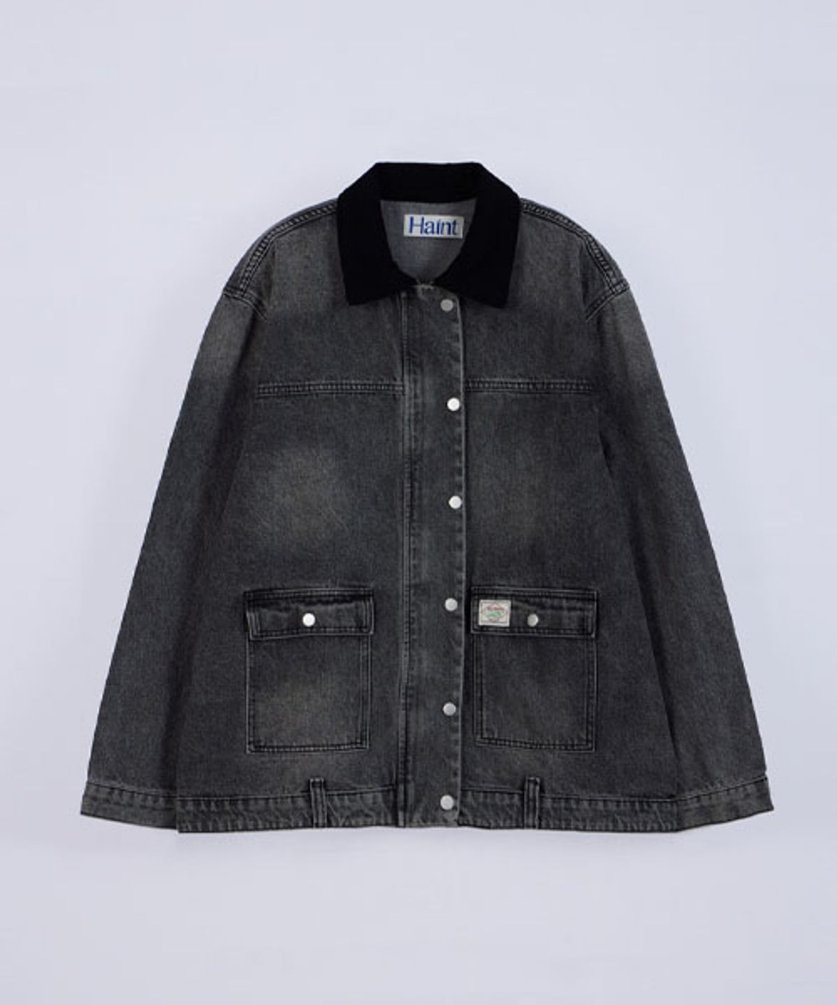 헤인트(HAINT) CORDUROY COLLAR DENIM JACKET_2COLORS_BLACK