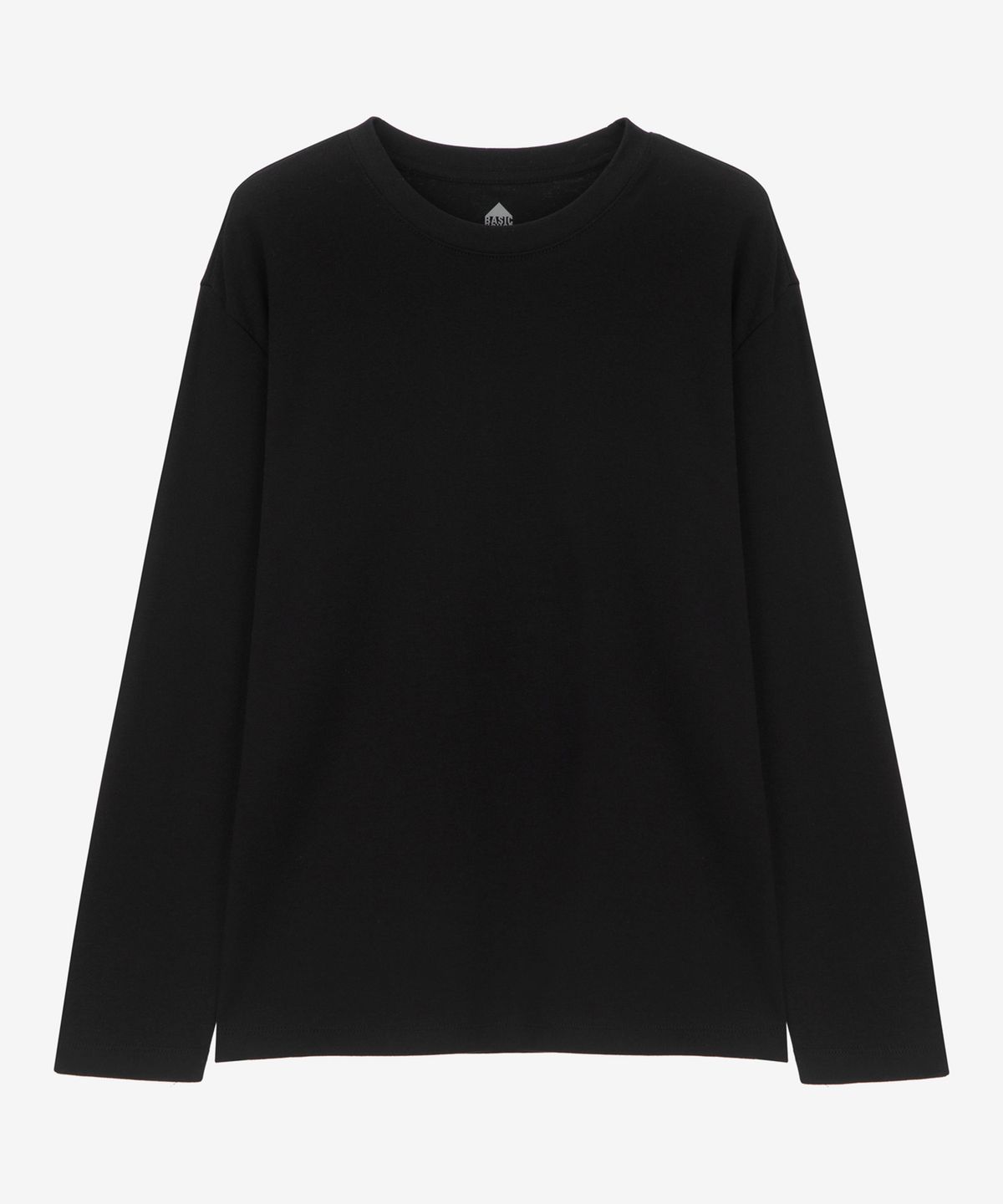 베이직하우스(BASIC HOUSE) 여성 40수 릴렉스핏 크루넥 긴팔티셔츠 블랙