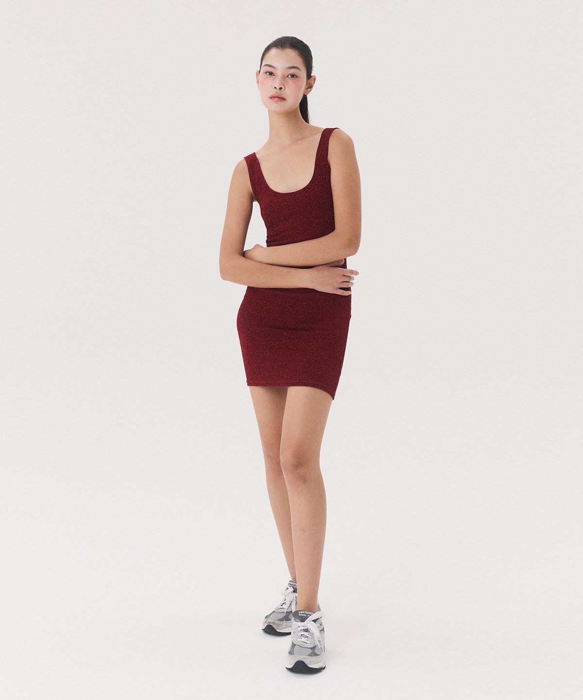 꾸아페(QUAFE) GLITTER BUSTIER MINI ONEPIECE _red