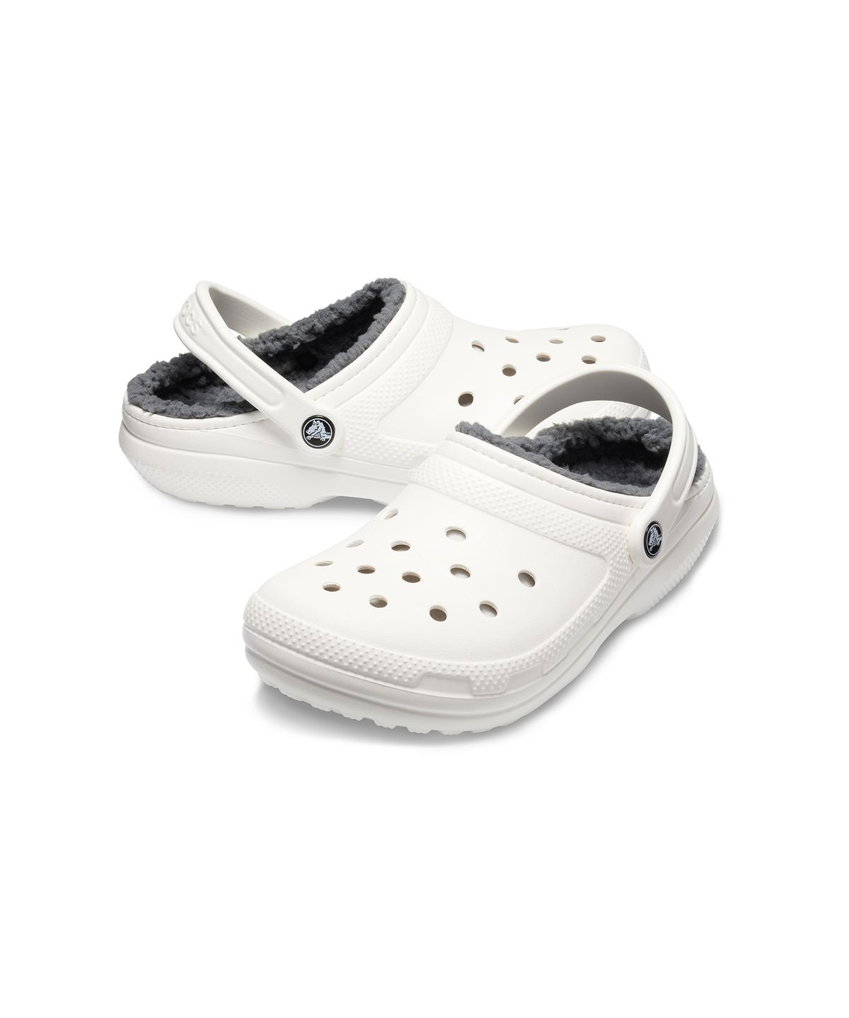 크록스(CROCS) 클래식 라인드 클로그 - 화이트/그레이 / 203591-10M