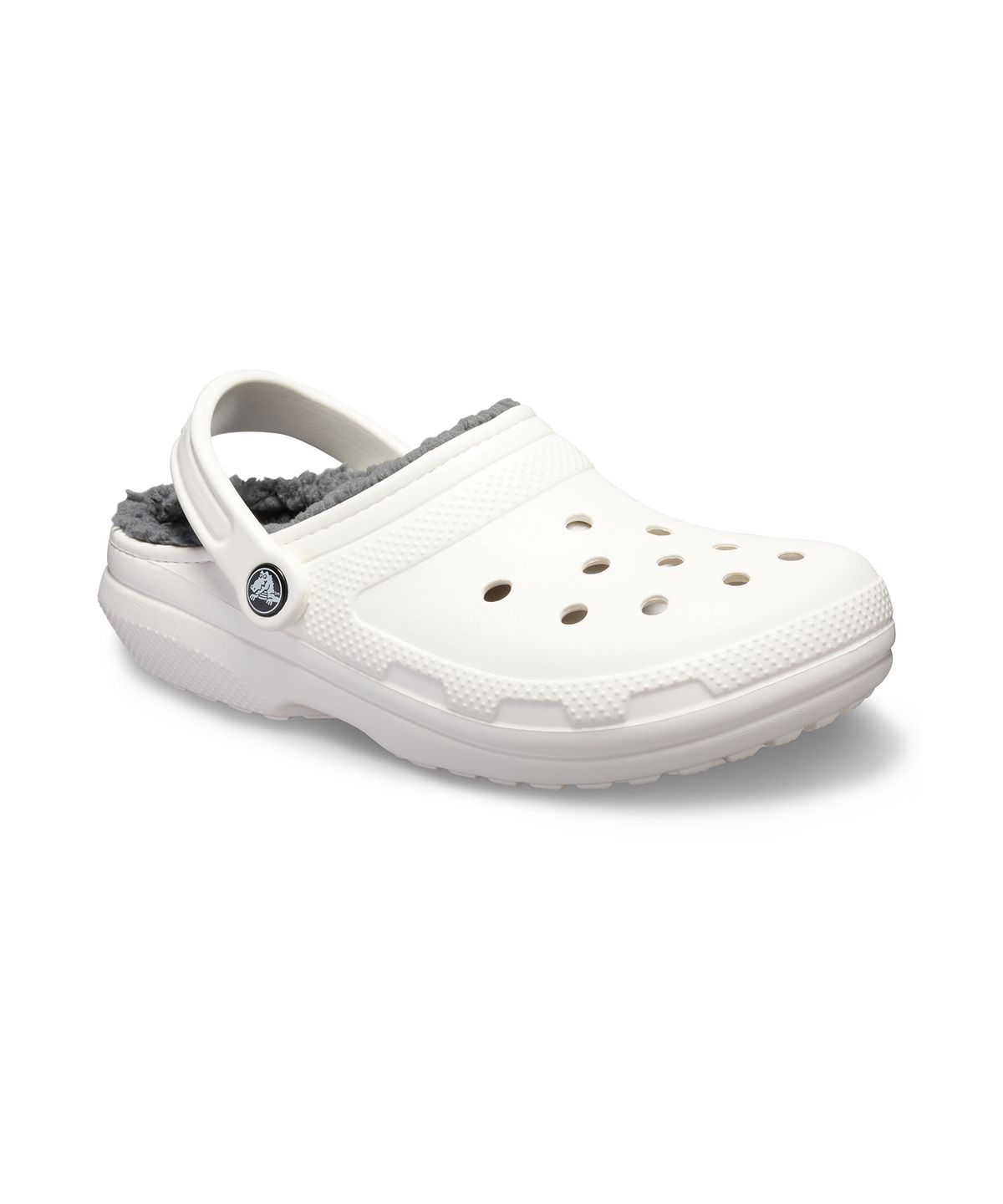 크록스(CROCS) 클래식 라인드 클로그 - 화이트/그레이 / 203591-10M