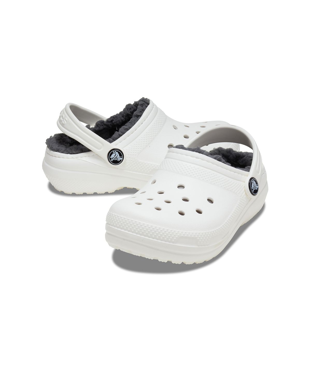 크록스키즈(CROCS KIDS) 클래식 라인드 클로그 키즈 - 화이트/그레이 / 207010-10M