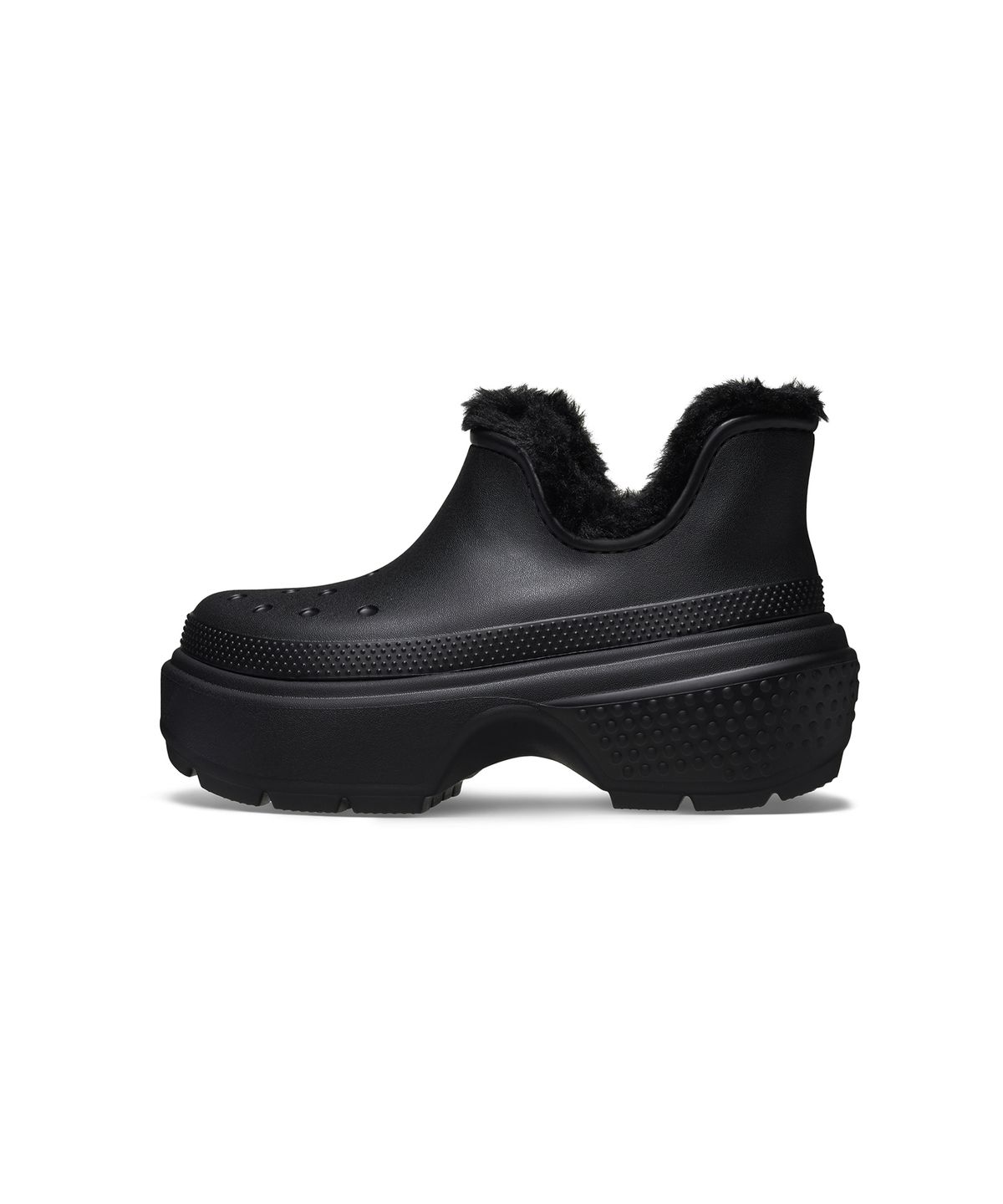 크록스(CROCS) 스톰프 라인드 쇼티 부츠 - 블랙/블랙 / 210673-060