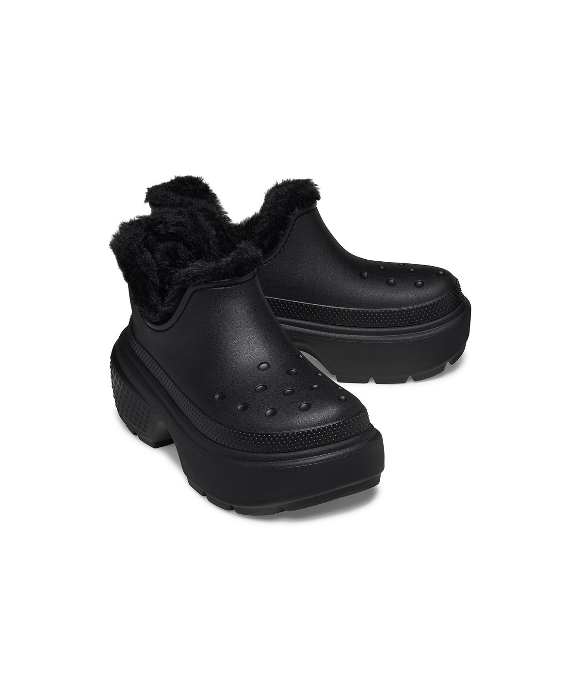 크록스(CROCS) 스톰프 라인드 쇼티 부츠 - 블랙/블랙 / 210673-060