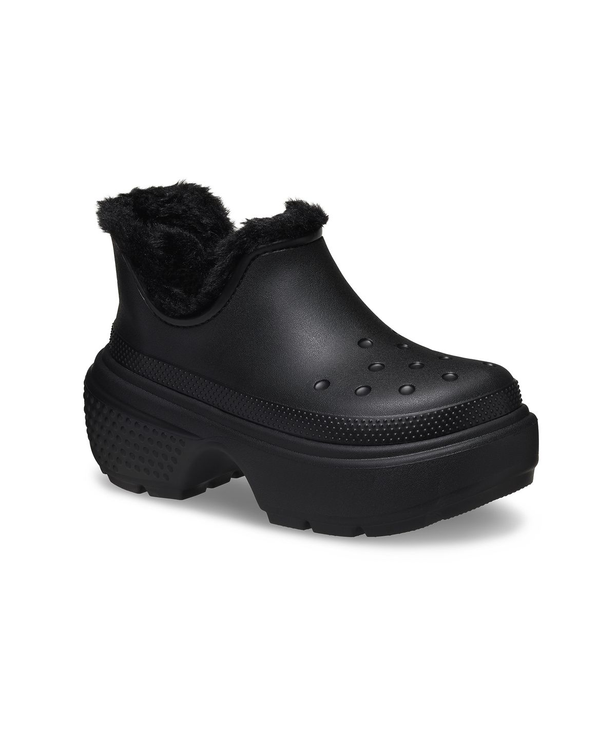 크록스(CROCS) 스톰프 라인드 쇼티 부츠 - 블랙/블랙 / 210673-060