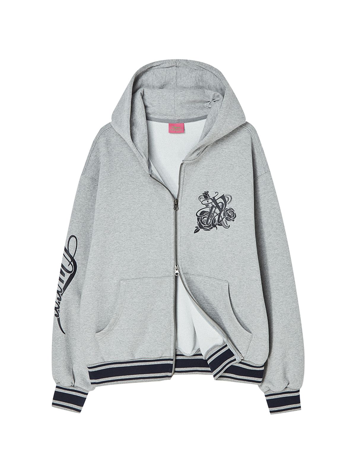 엔와이엑스엑스(NYXX) EMBLEM PRINTING HOOD ZIP-UP GRAY