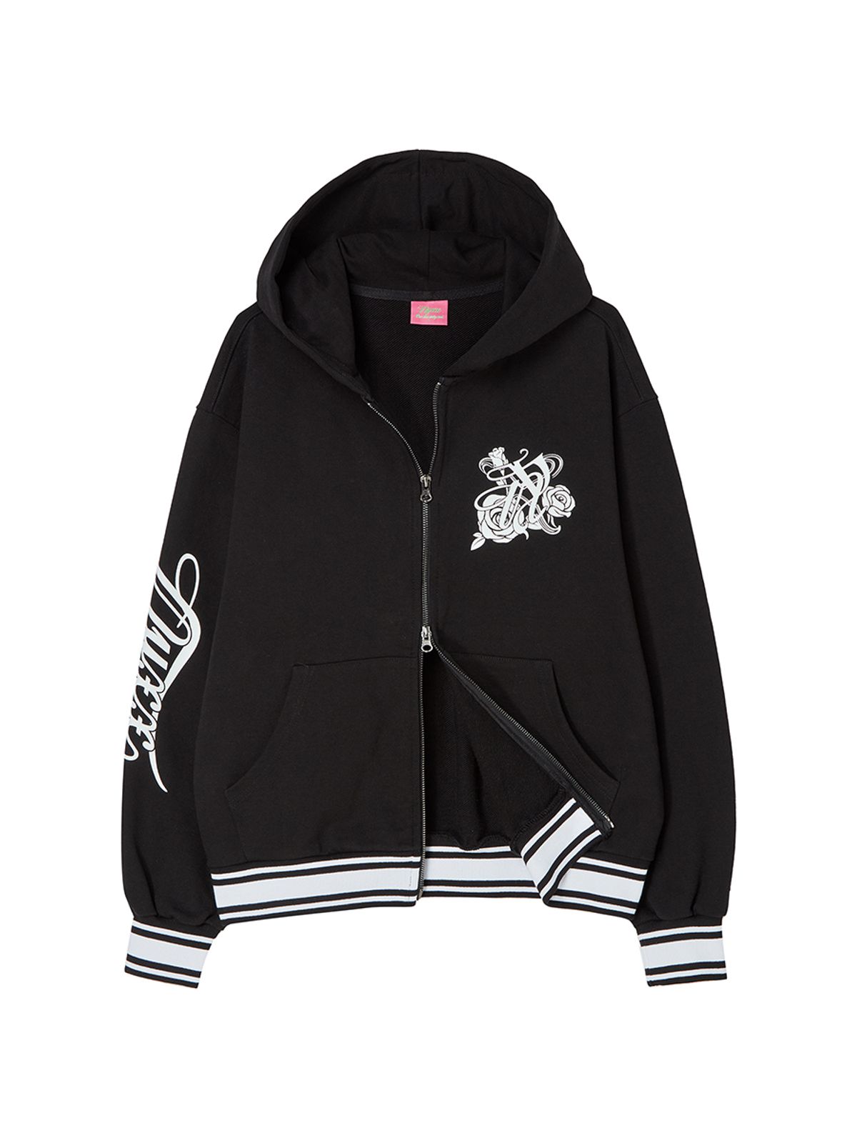 엔와이엑스엑스(NYXX) EMBLEM PRINTING HOOD ZIP-UP BLACK