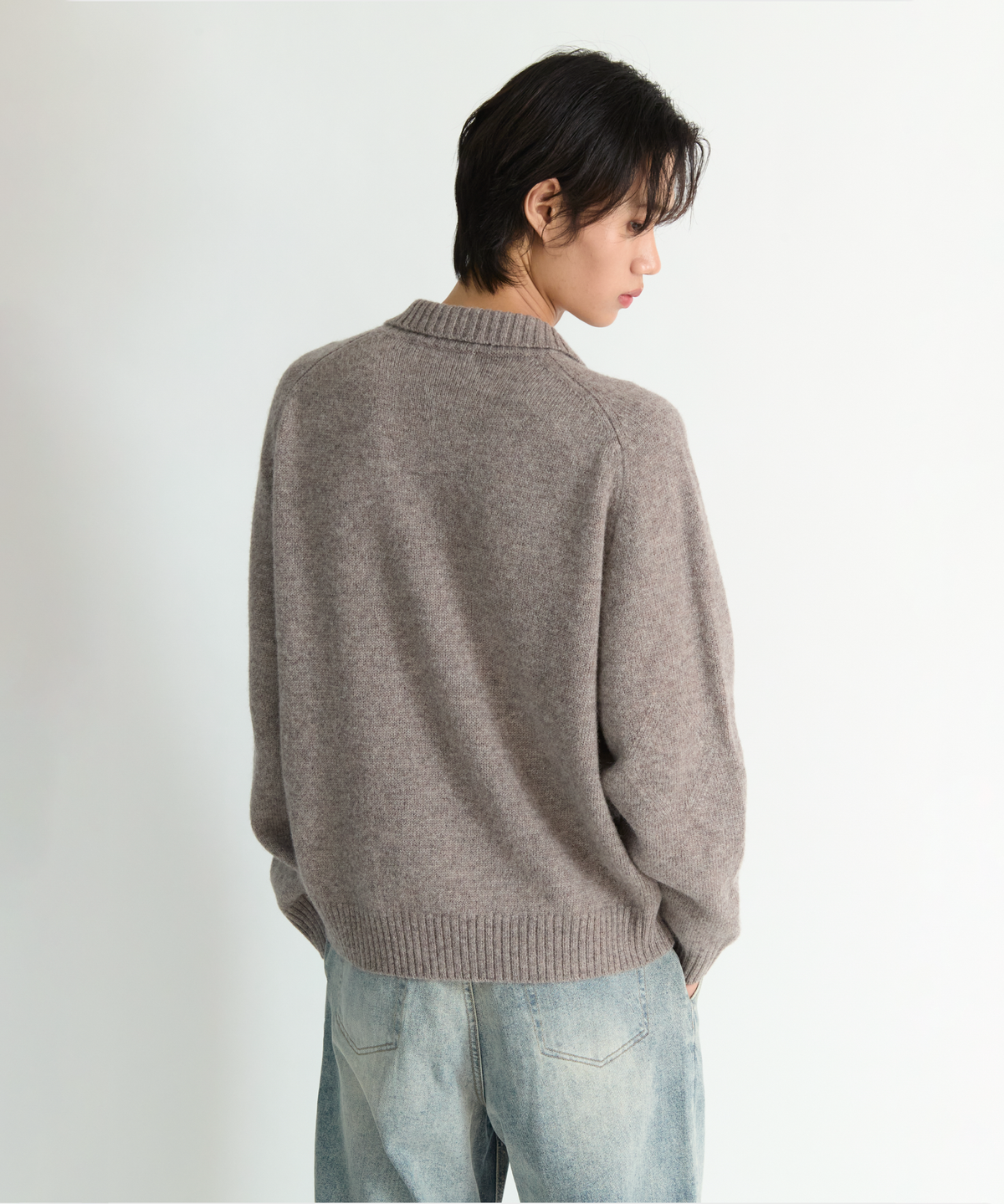 넌블랭크(NONBLANK) 울 칼라 니트_DORMOUSE BEIGE