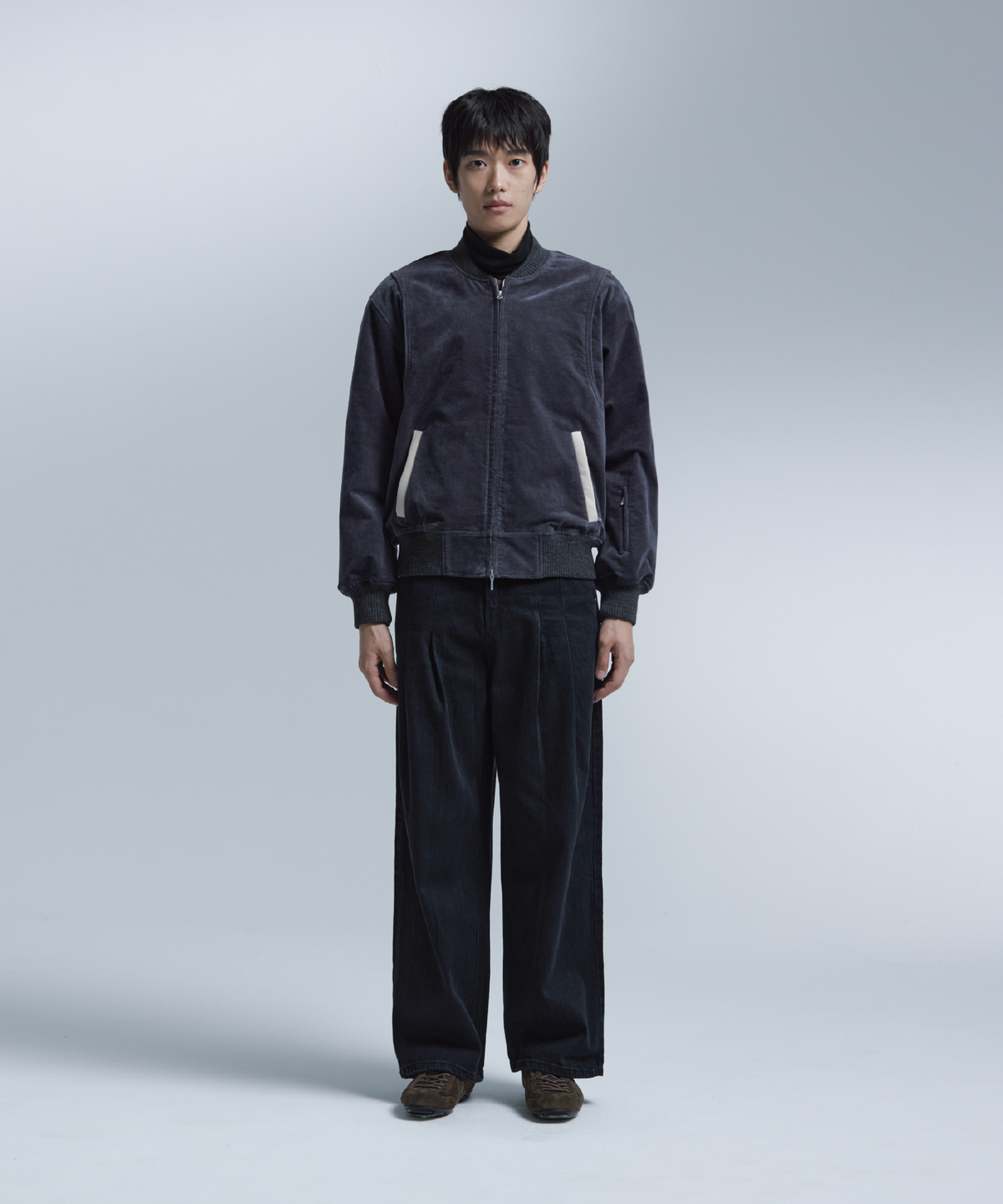 넌블랭크(NONBLANK) 벨벳 집업 블루종_GREY