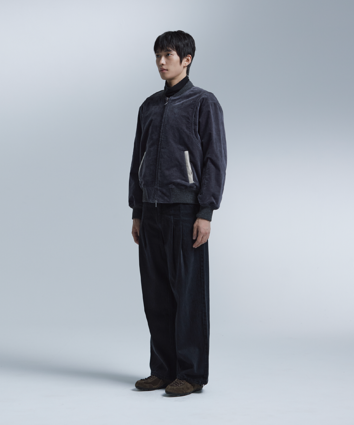넌블랭크(NONBLANK) 벨벳 집업 블루종_GREY