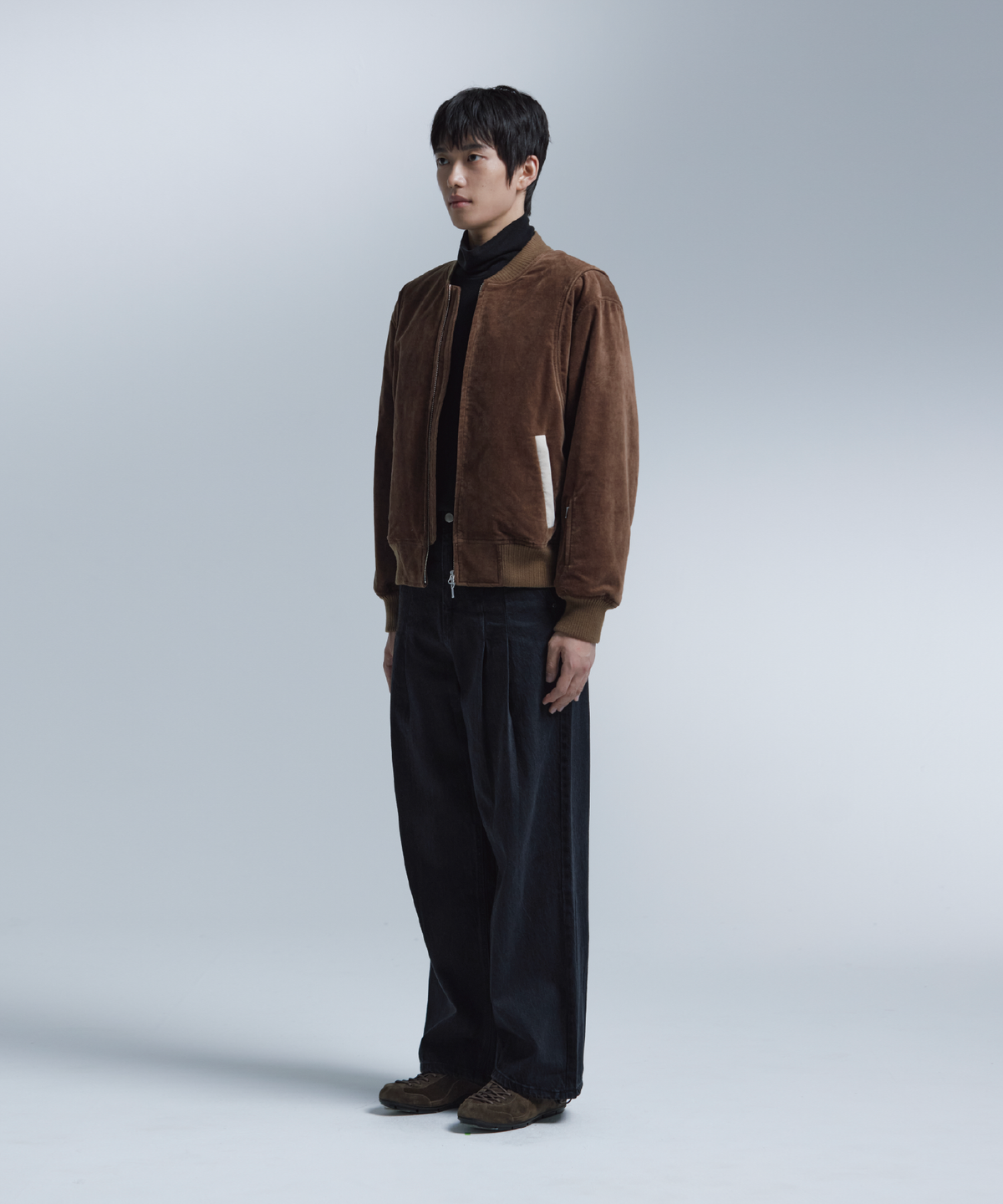 넌블랭크(NONBLANK) 벨벳 집업 블루종_BROWN