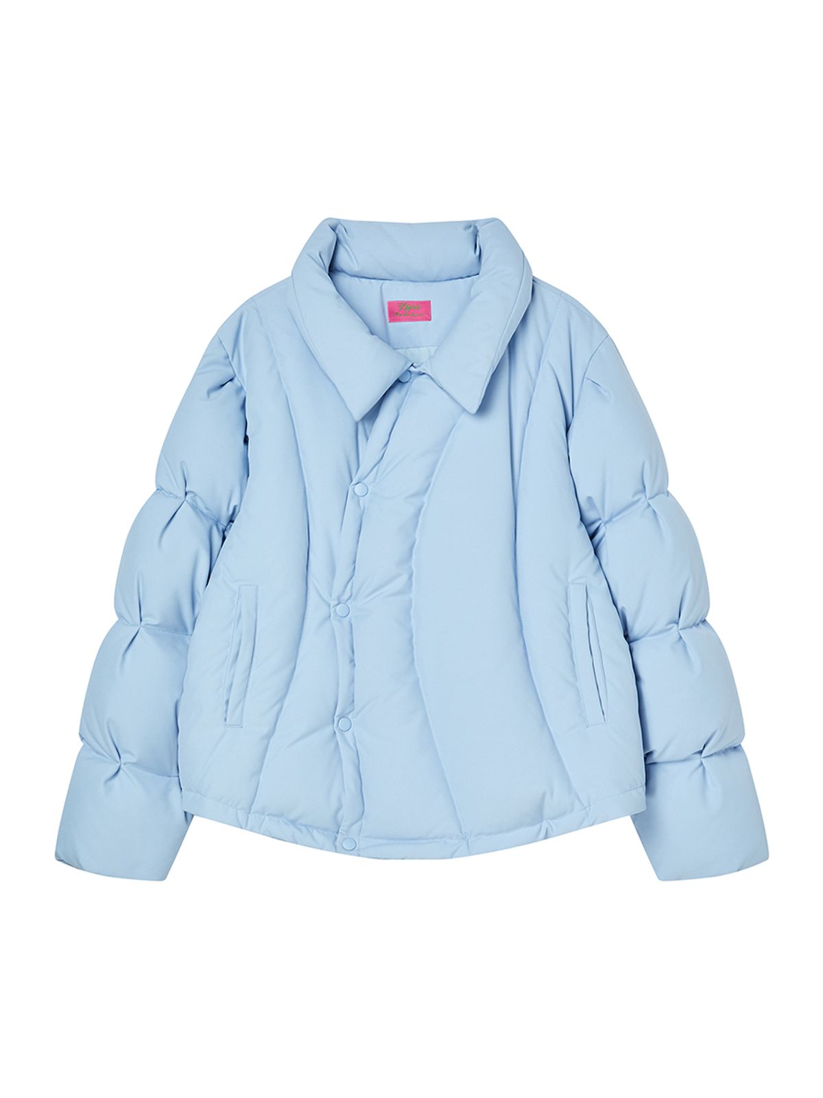 엔와이엑스엑스(NYXX) CURVE LINE COLLARED DOWN PUFFER SKY BLUE