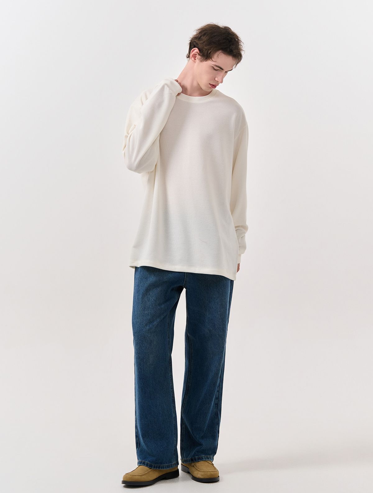 제너럴아이디어(GENERALIDEA) UNISEX 베이직 사카리바 롱 슬리브 티 [WHITE] / SBD3U01007