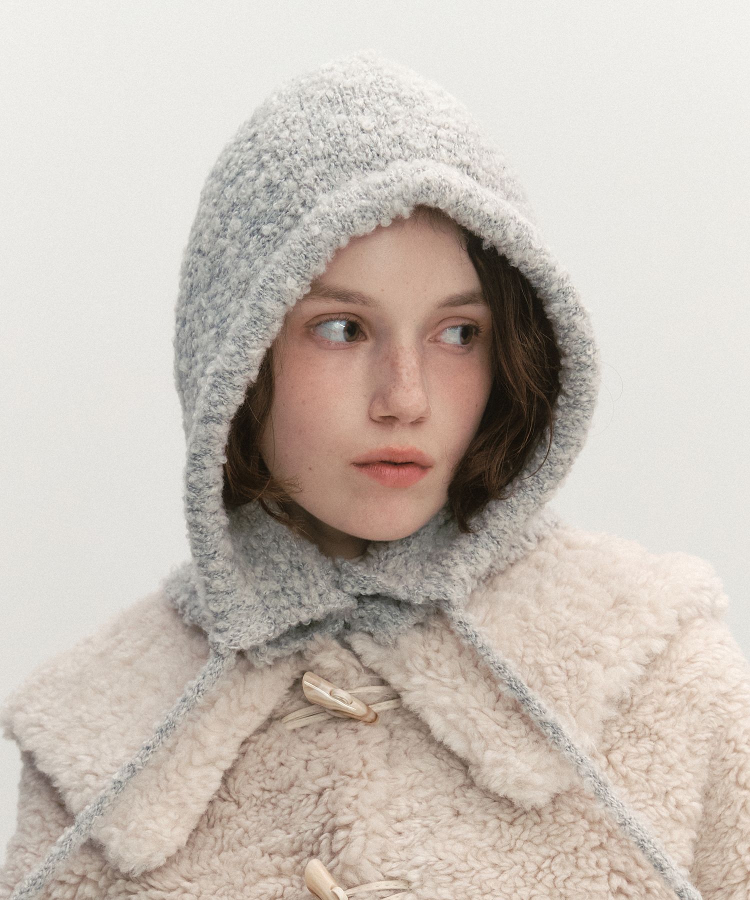 MUSINSA | FALLETT Alpaca bouclé knit balaclava ivory