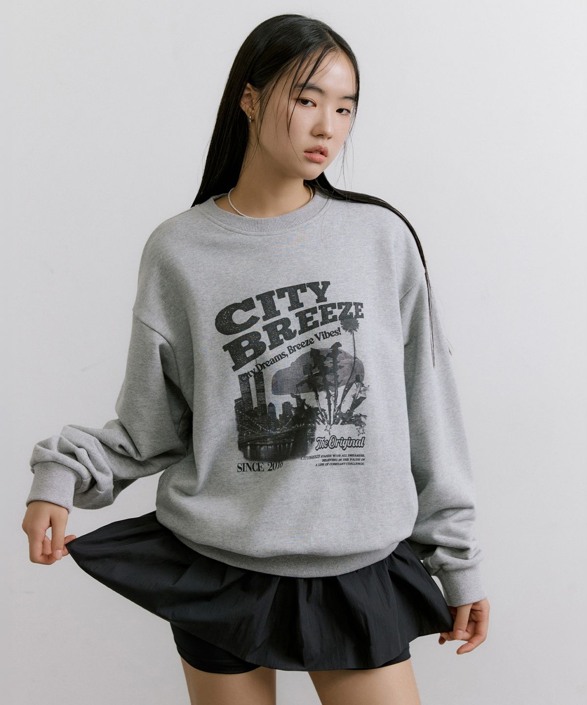 시티브리즈(CITYBREEZE) 에센셜 시티 브릿지 스웨트 셔츠_MELANGE GREY