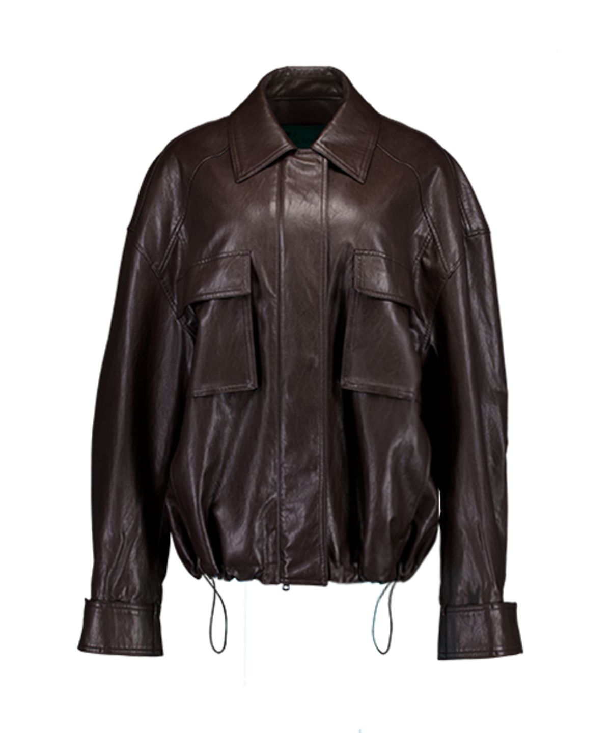 아이엠제이(IM.J) Faux leather over-fit jumper