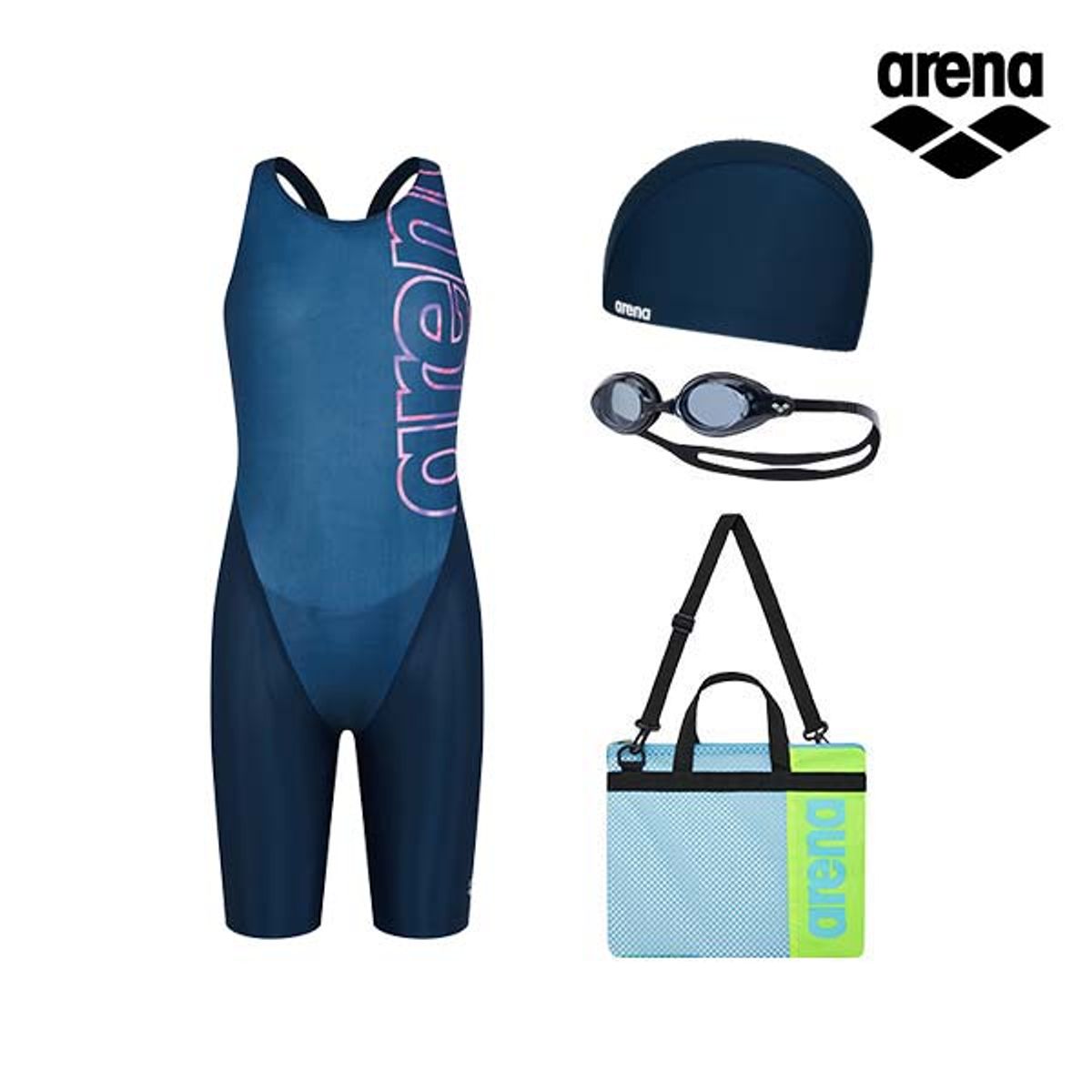 아레나 키즈(ARENA KIDS) 빅로고 여아동 4부 반신 키트 A4BG1KG03NVY
