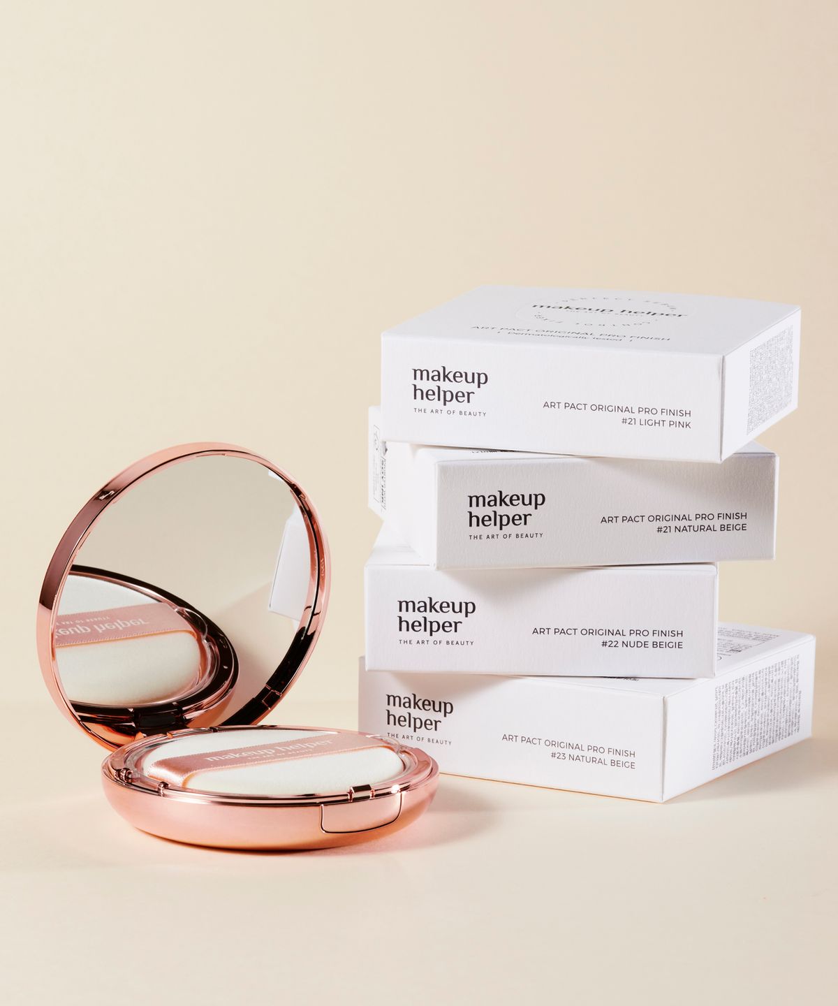 메이크업헬퍼(MAKEUP HELPER) 아트 팩트 오리지널 프로 피니쉬 25g 로즈 글리터 브러쉬 세트