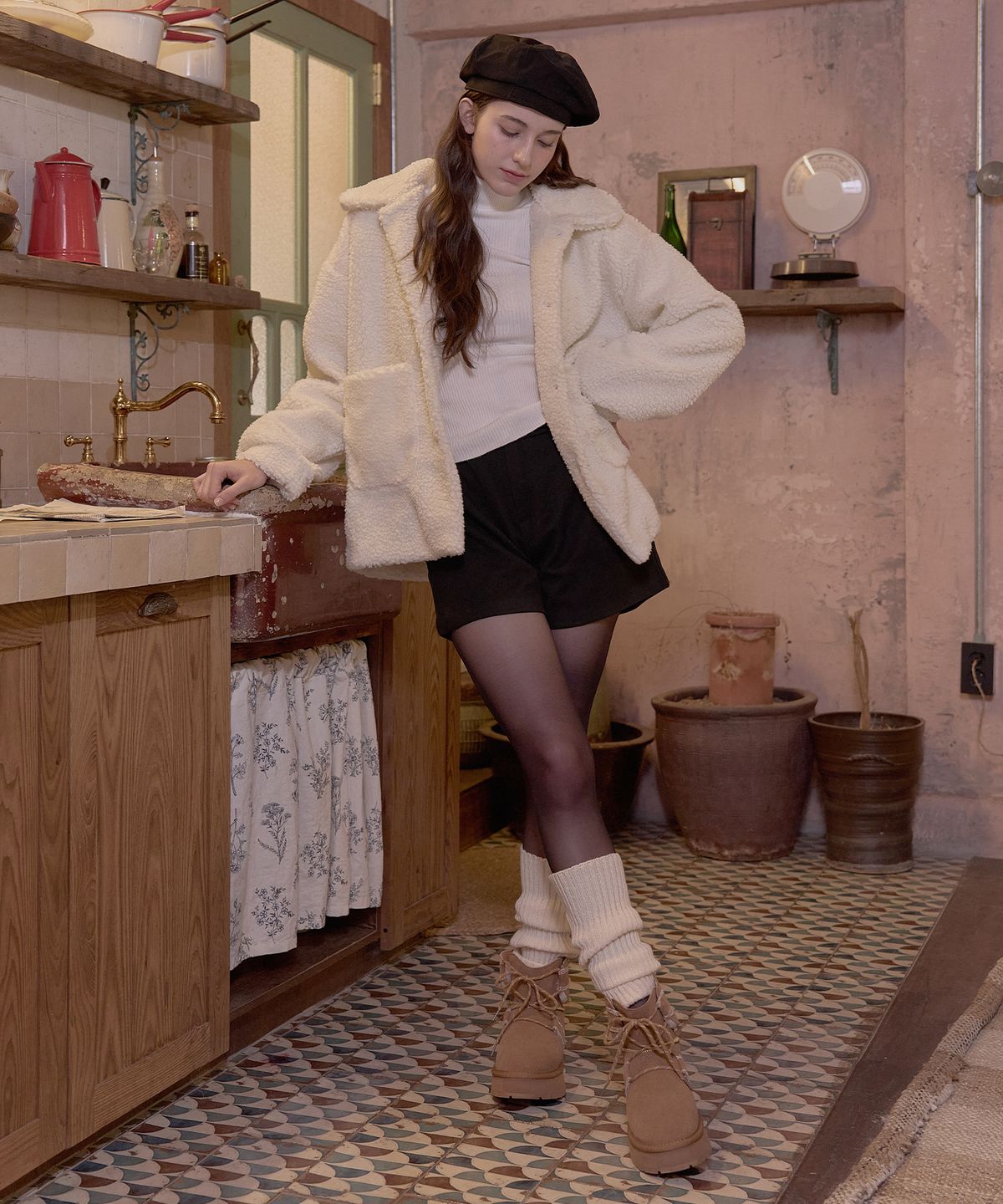 슈하이(SHOEHI) 노아 소가죽 양털퍼 방한 어그부츠 (2Colors)_B0155