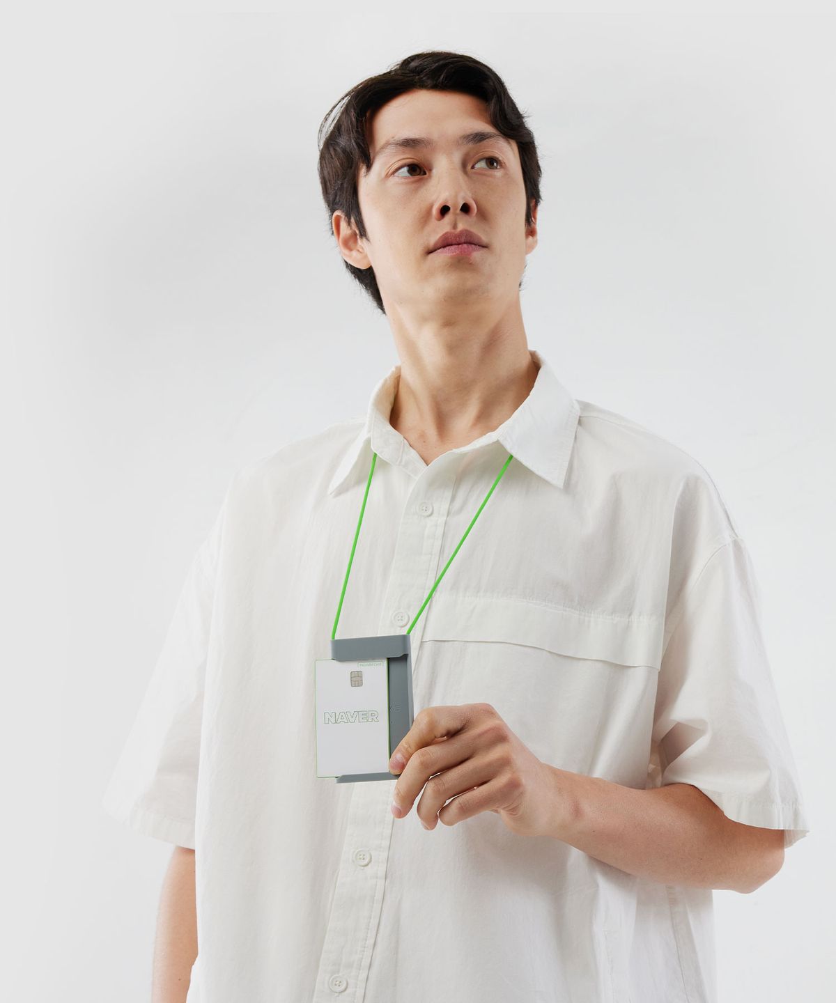 플러스엑스 오브젝트(PLUSX OBJECT) 듀얼프레임2.0 사원증 목걸이 카드홀더(미드그레이 + 켈리그린)