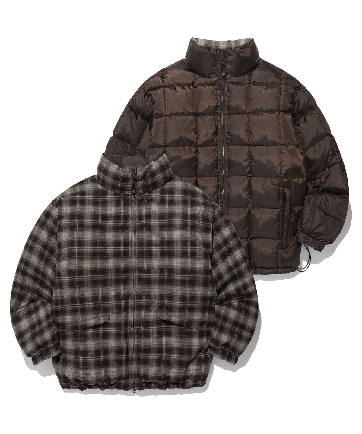 이스트쿤스트(ISTKUNST) FLANNEL REVERSIBLE PUFFER JACKET_BROWN(IK2EWMB900A)