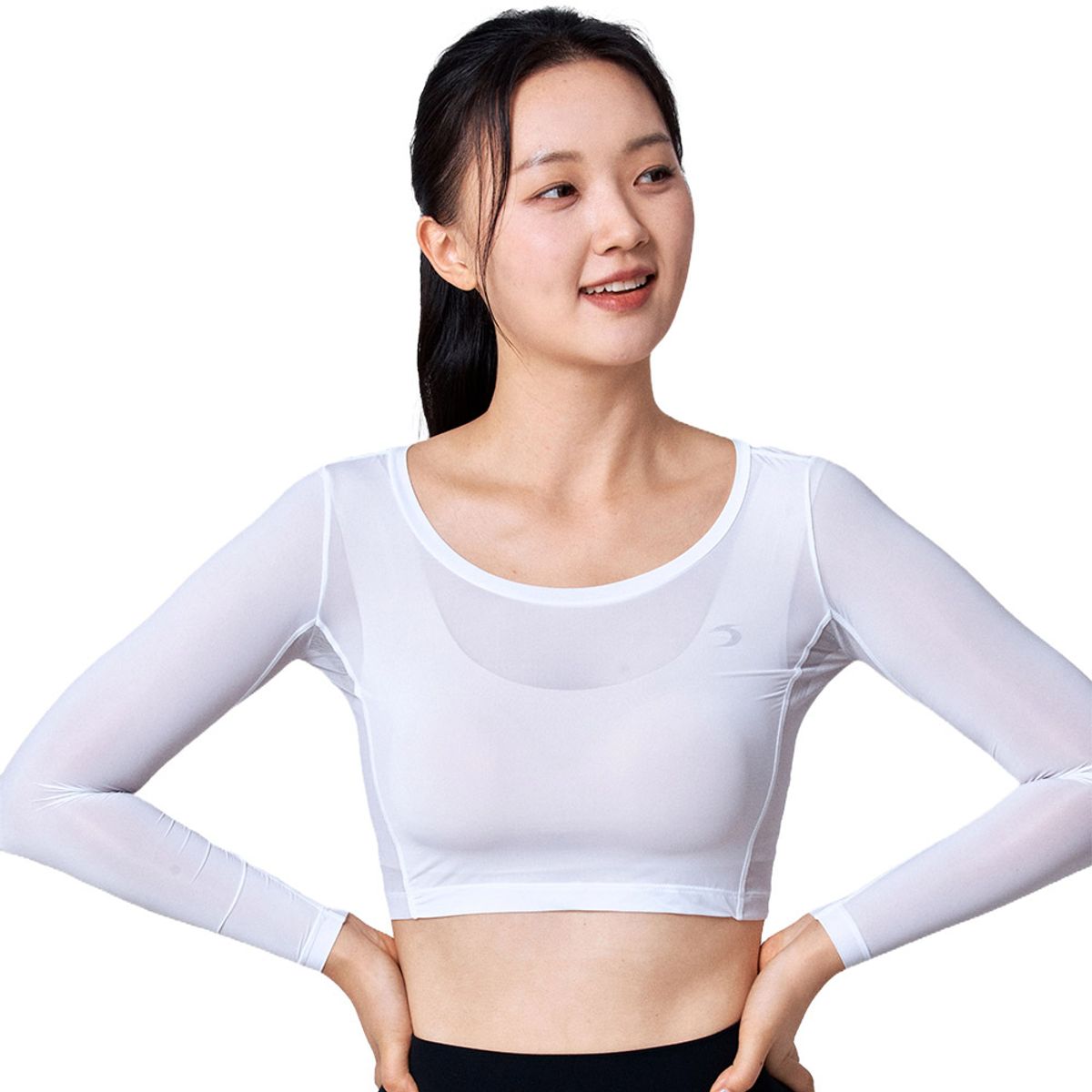 티에스스포츠(TS SPORTS) 여성 골프이너웨어 U넥 사이드메쉬 크롭티