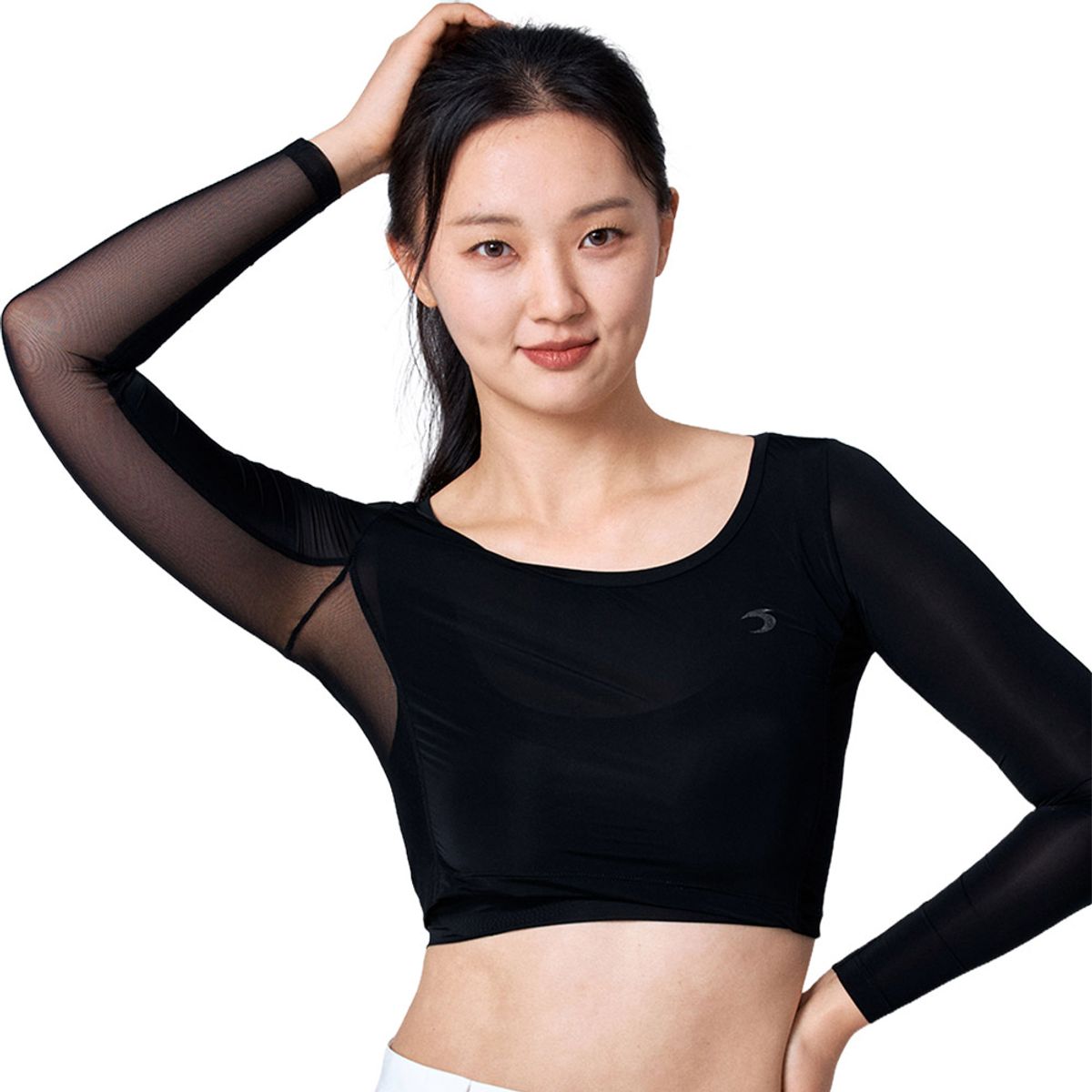 티에스스포츠(TS SPORTS) 여성 골프이너웨어 U넥 사이드메쉬 크롭티