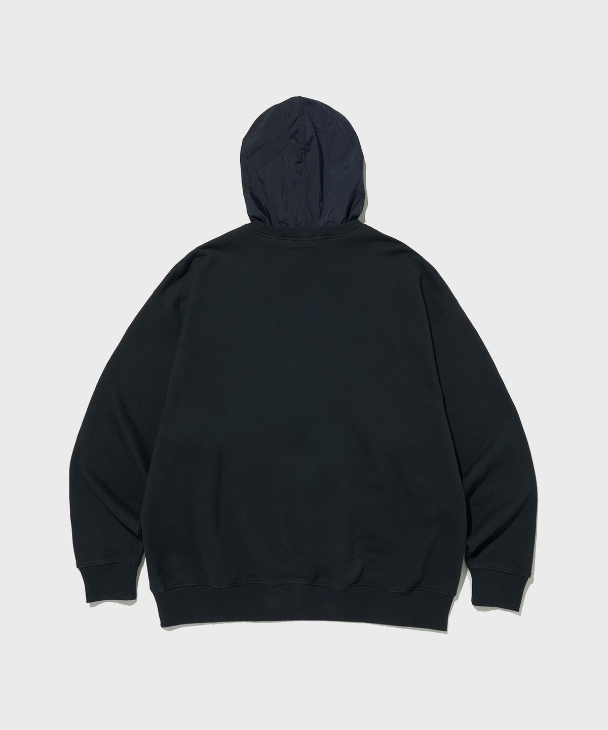 챔피온(CHAMPION) 우븐 믹스 스트링 후드 티셔츠 Normal Navy