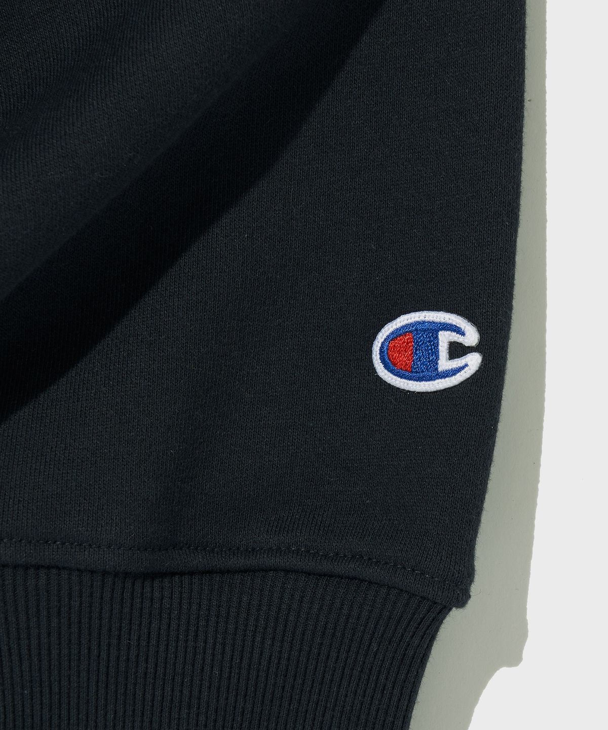 챔피온(CHAMPION) 우븐 믹스 스트링 후드 티셔츠 Normal Navy