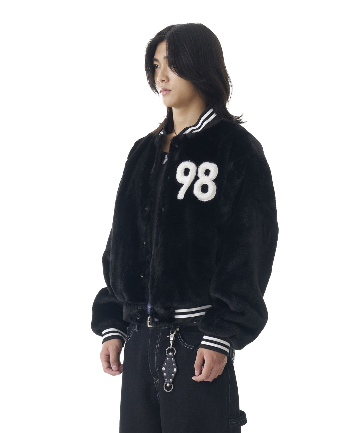 아캄(AAKAM) Furry 98 Varsity Jacket (Black)
