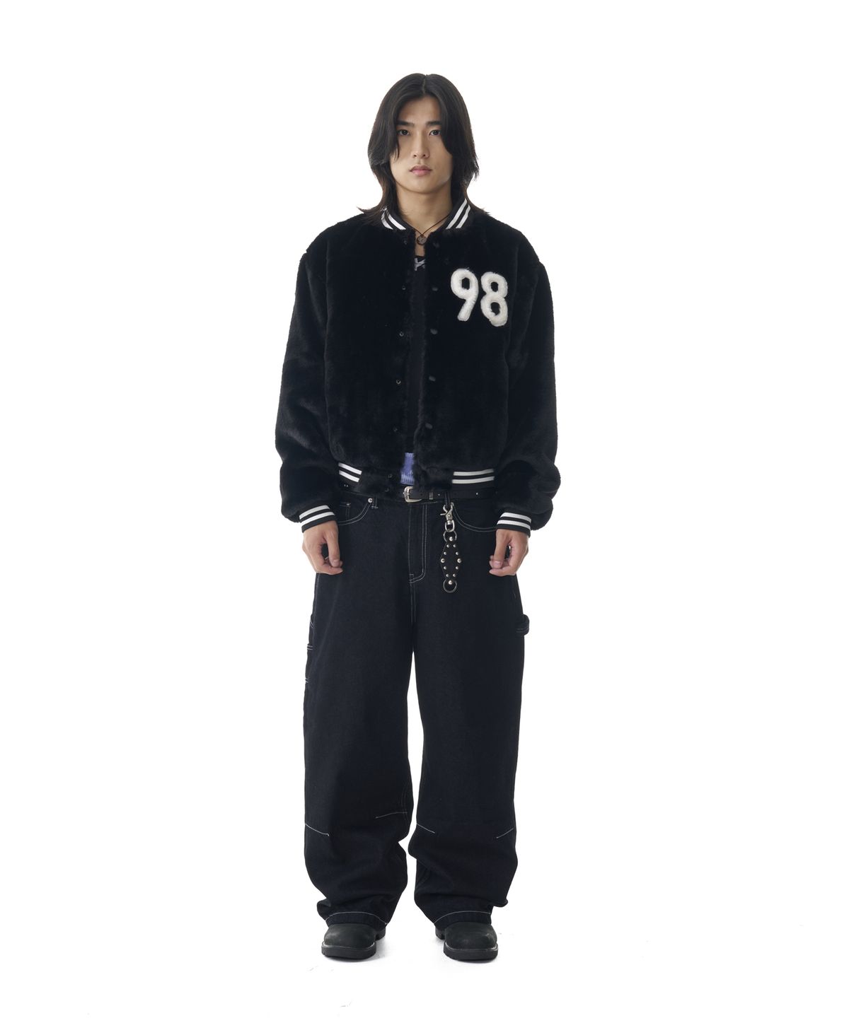 아캄(AAKAM) Furry 98 Varsity Jacket (Black)