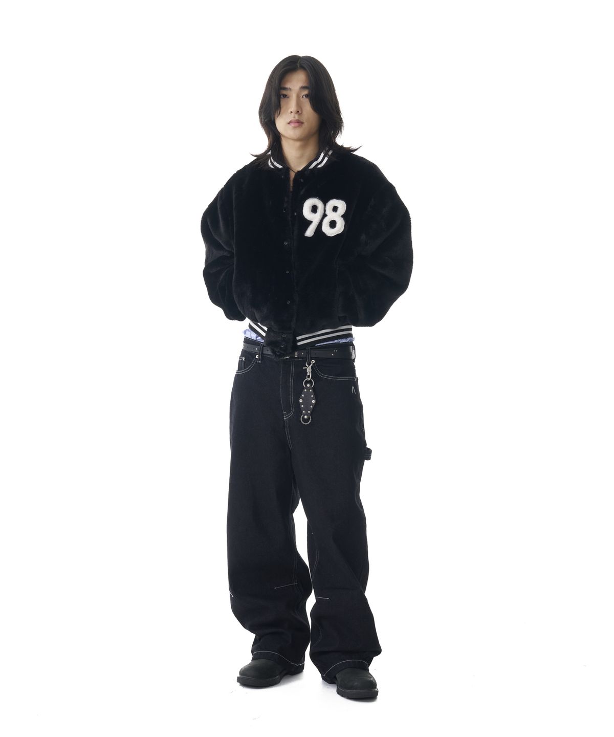 아캄(AAKAM) Furry 98 Varsity Jacket (Black)