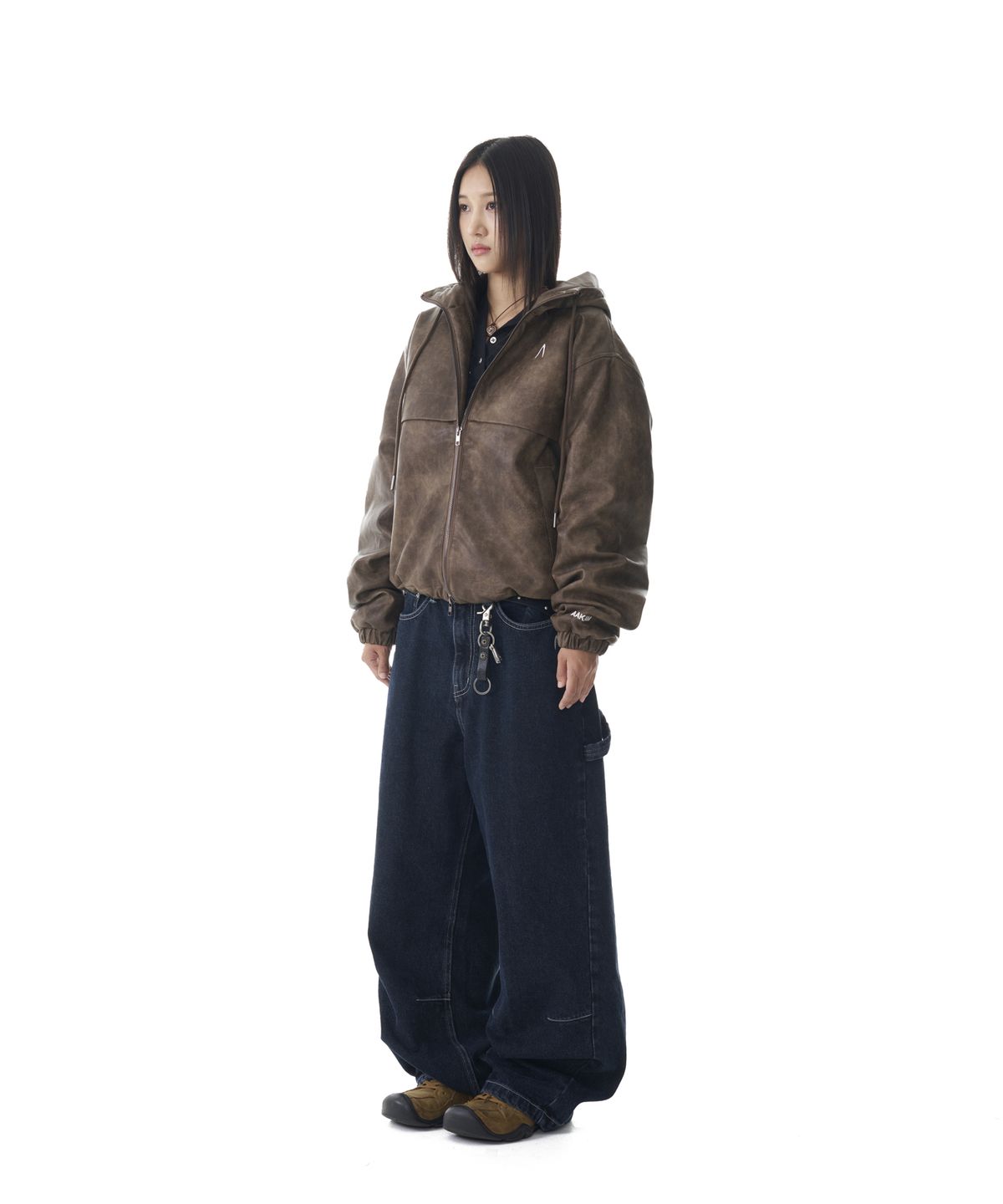 아캄(AAKAM) Leather Puffer Jacket (Brown)