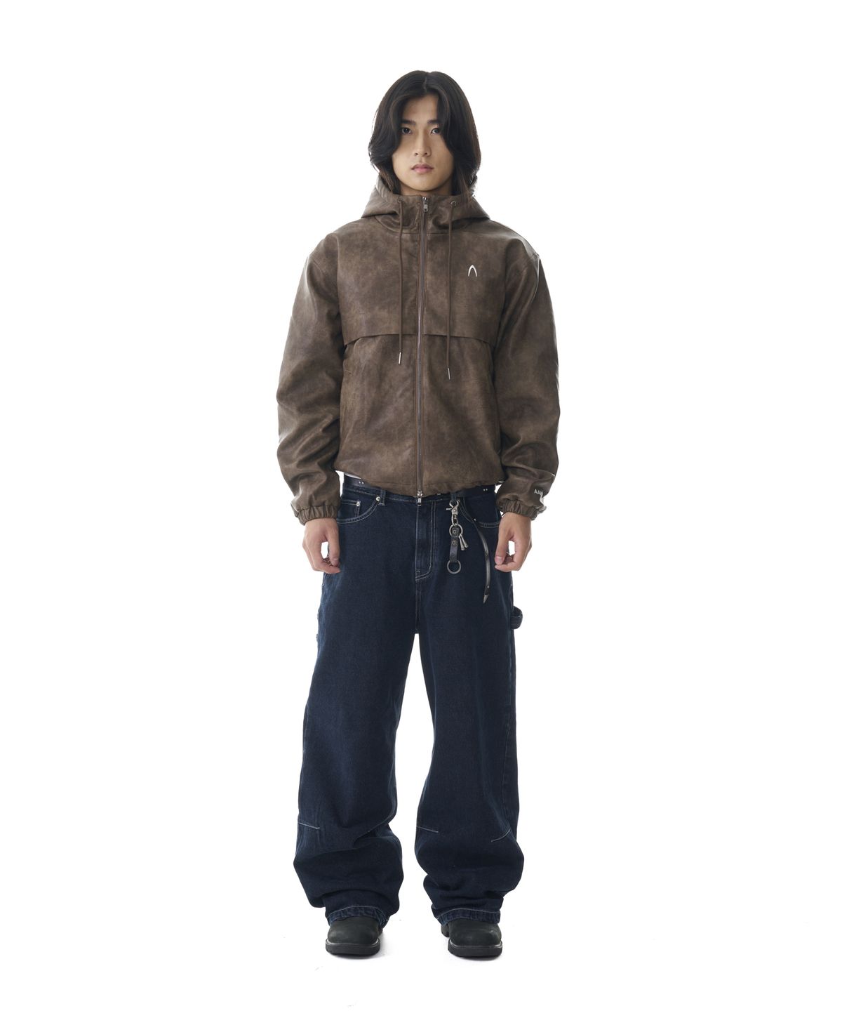 아캄(AAKAM) Leather Puffer Jacket (Brown)