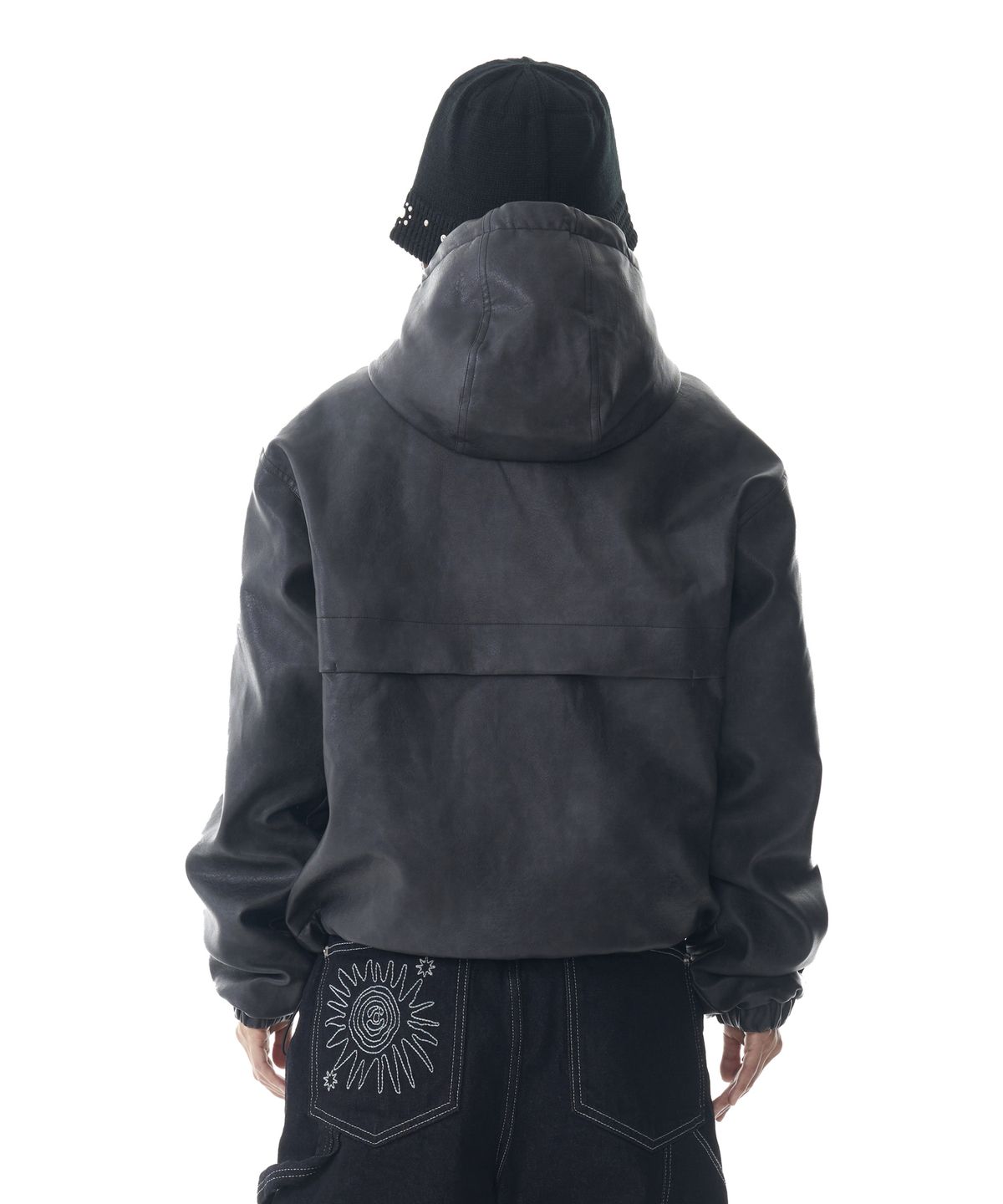 아캄(AAKAM) Leather Puffer Jacket (Black)