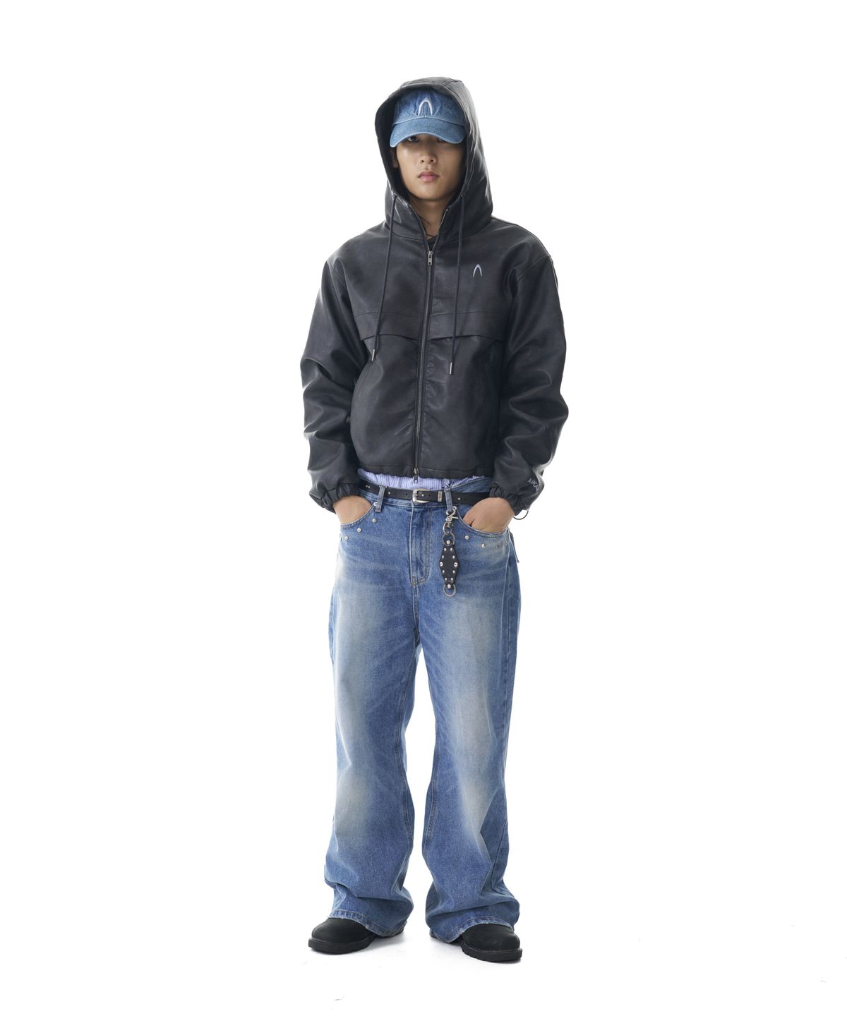 아캄(AAKAM) Leather Puffer Jacket (Black)