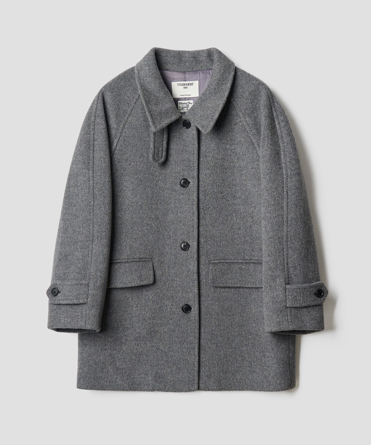 MUSINSA | TTUDEMENT CLASSIC WOOL HALF COAT MELANGE GREY