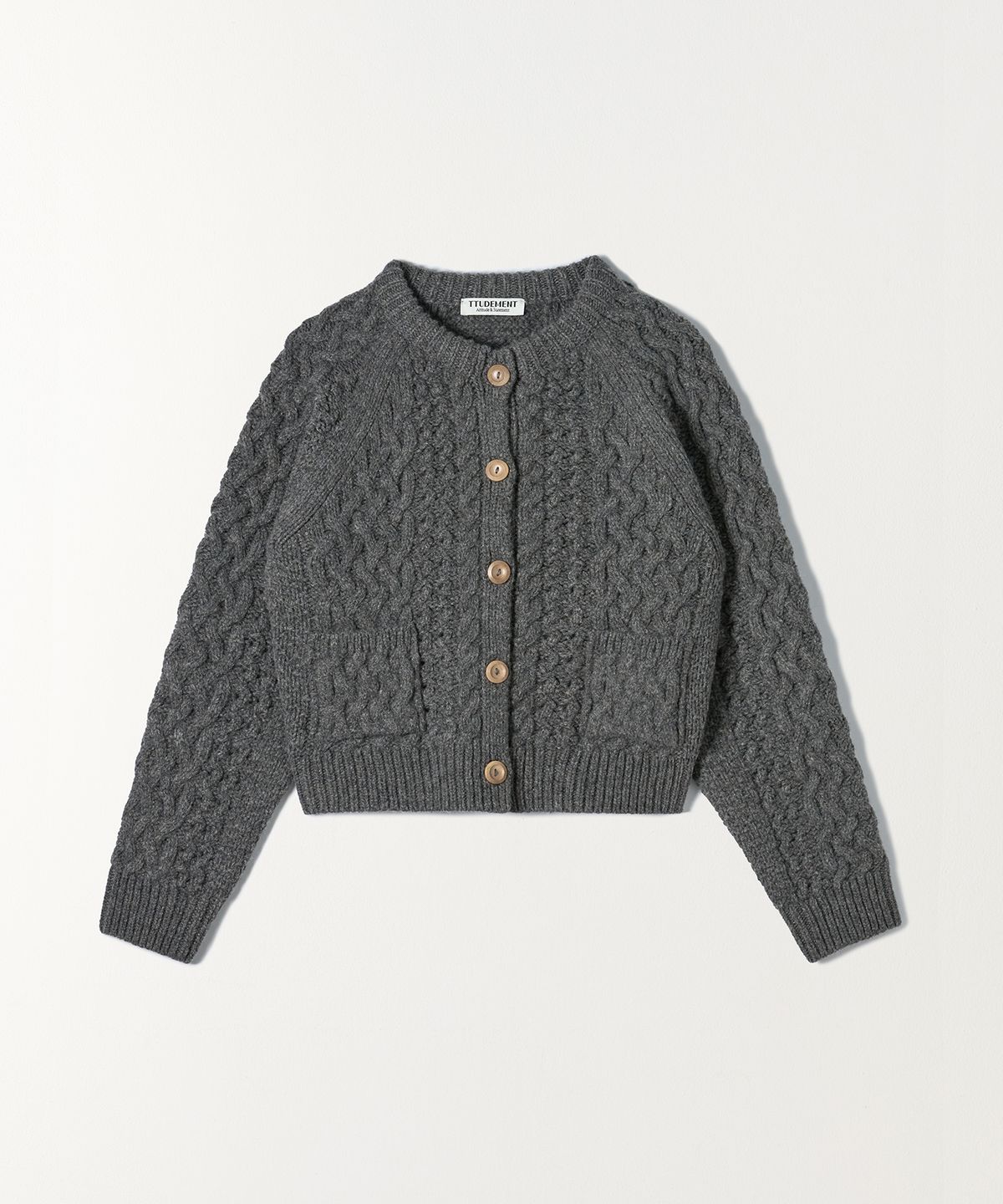 튜드먼트(TTUDEMENT) CABLE CARDIGAN CHARCOAL