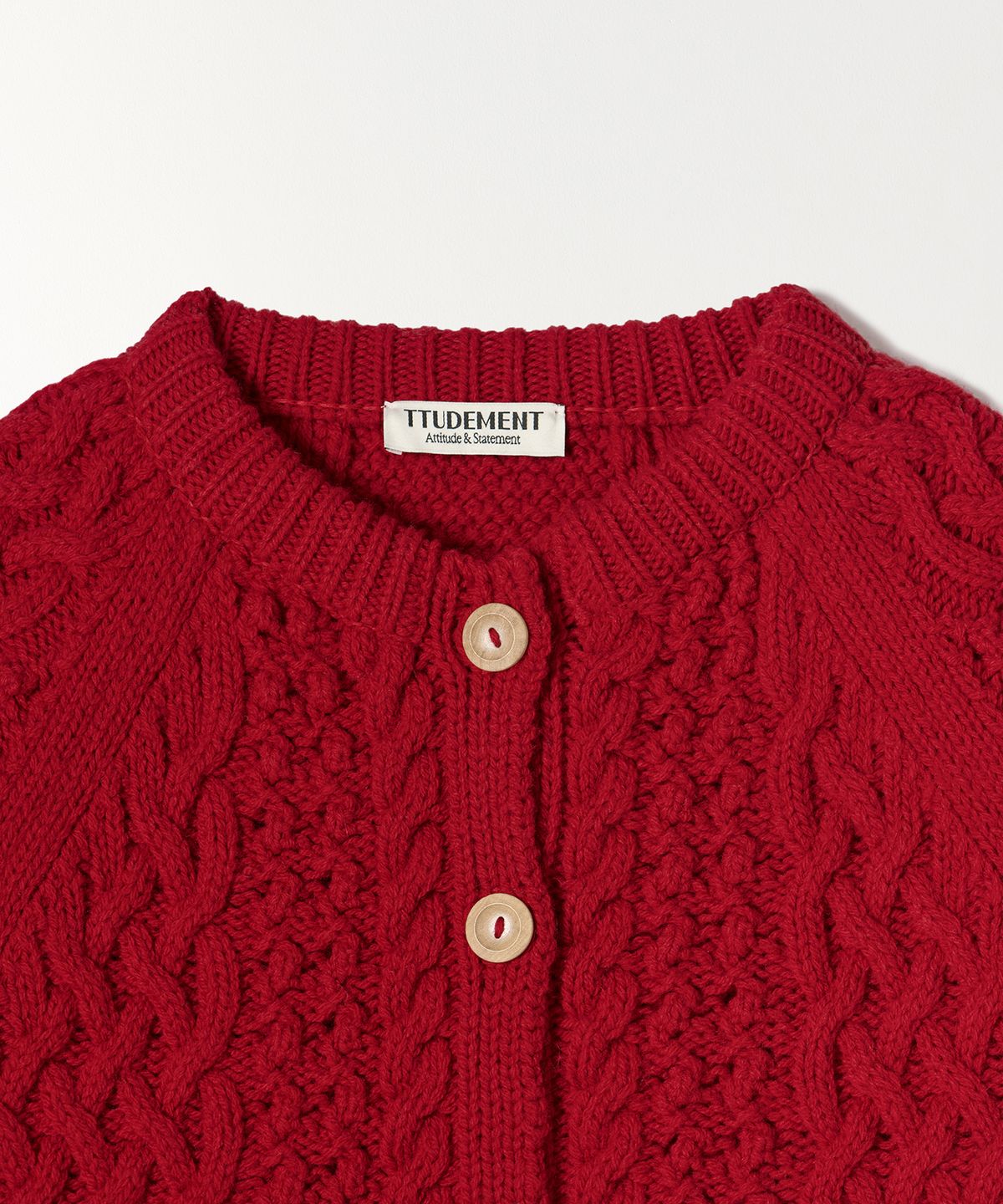 튜드먼트(TTUDEMENT) CABLE CARDIGAN RED
