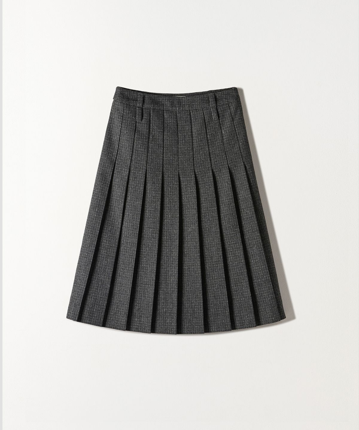 튜드먼트(TTUDEMENT) CHECK PLEATED MIDI SKIRT CHARCOAL